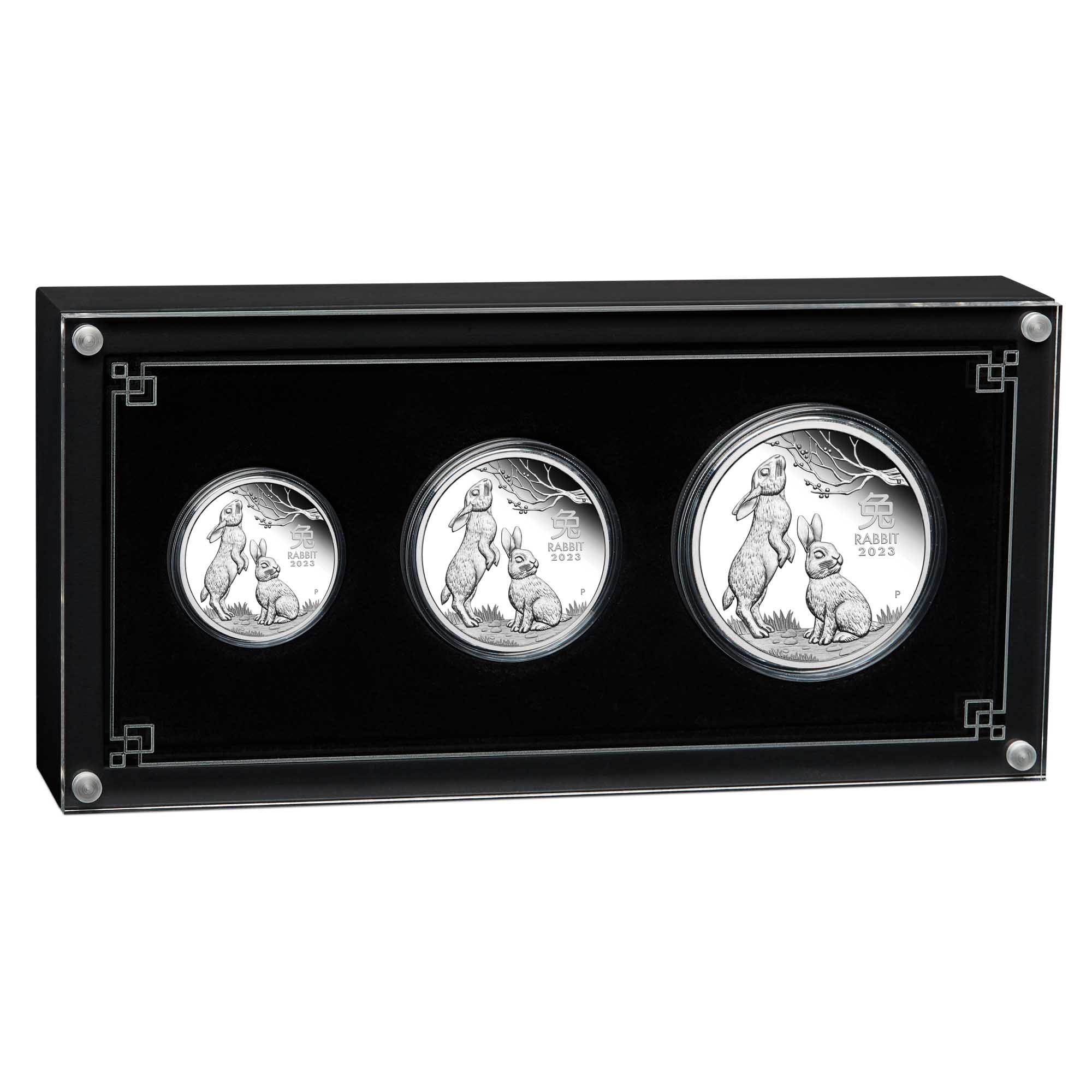 00 2023 Year of the Rabbit Silver Proof Three Coin Set InCase HighRes