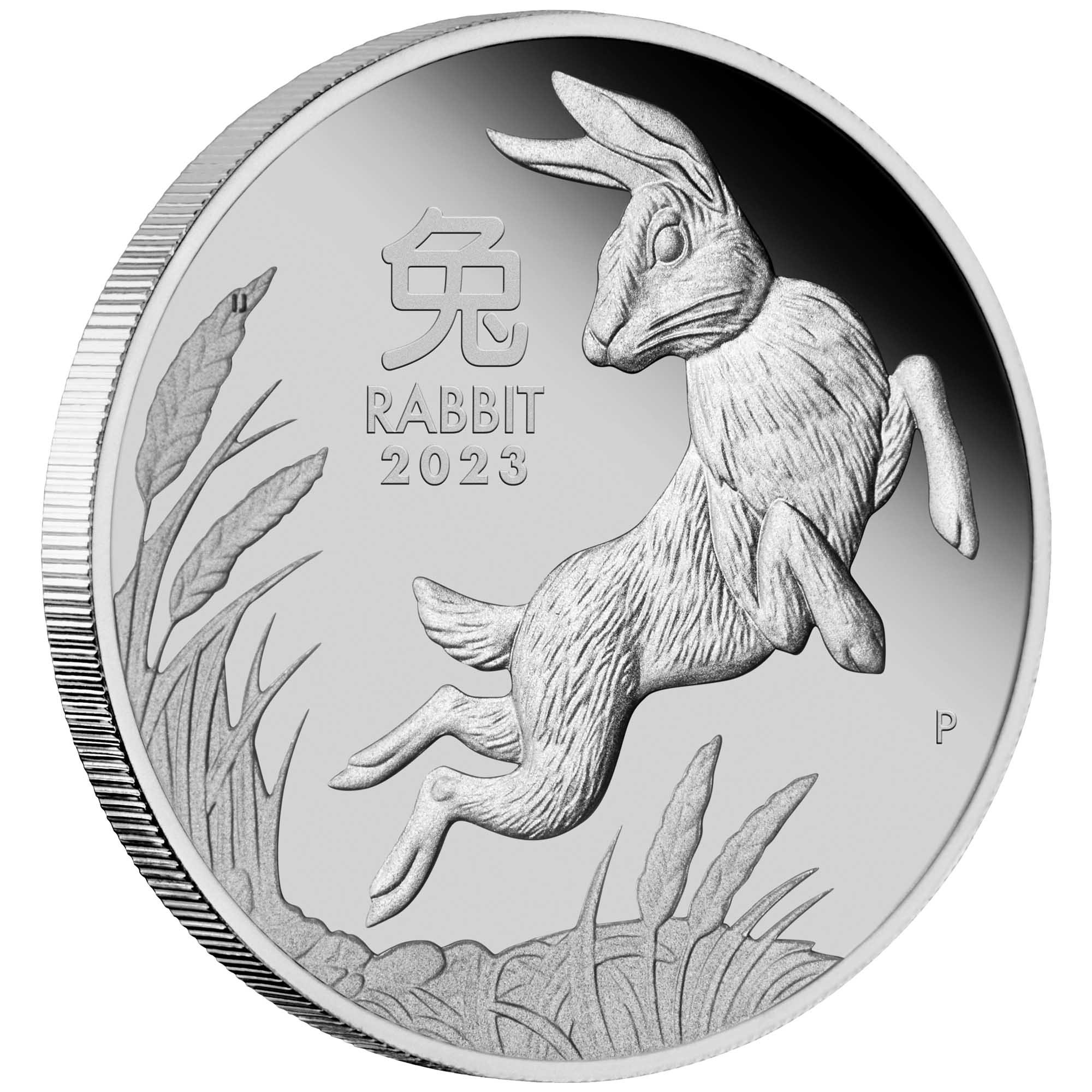 01 2023 Year of the Rabbit 1oz Platinum Proof Coin OnEdge HighRes