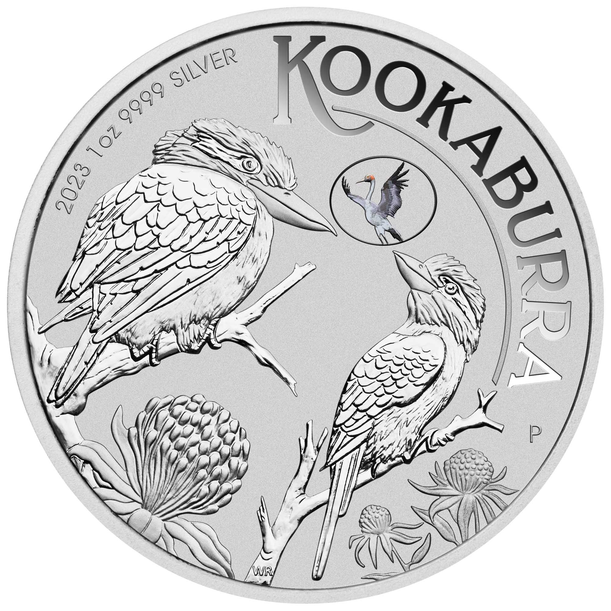 03 2023 Kookaburra 1oz Silver Coin with  Brolga  Privy StraightOn HighRes