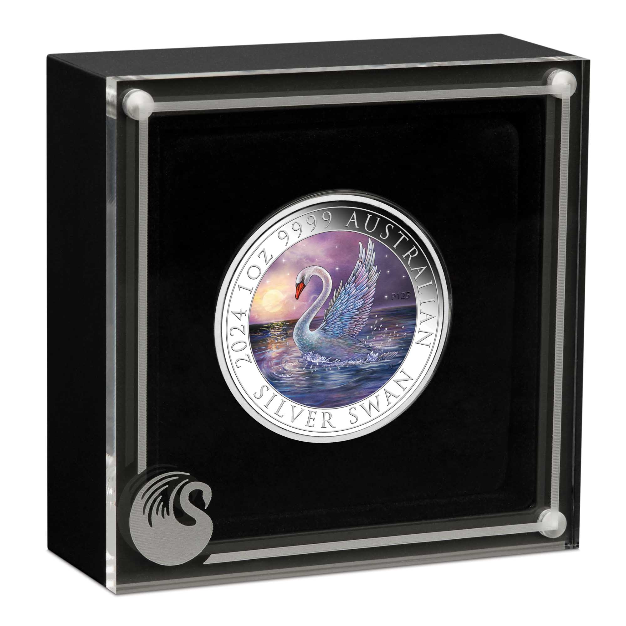 04 2024 Swan 1oz Silver Coloured Coin InCase HighRes Updated