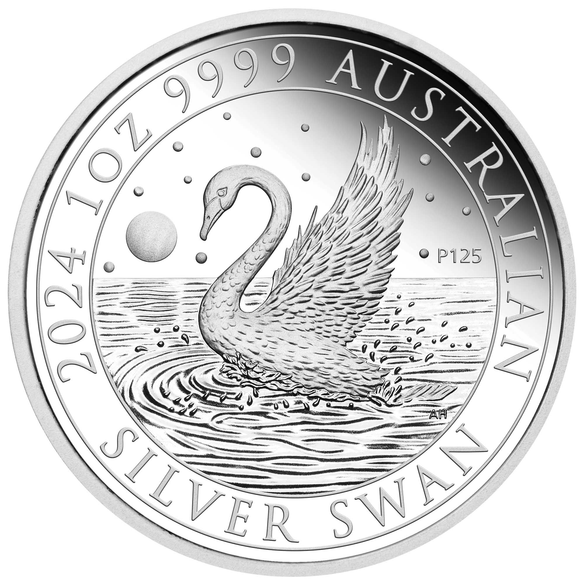02 2024 AustralianSwan 1oz Silver Proof Coin StraightOn HighRes