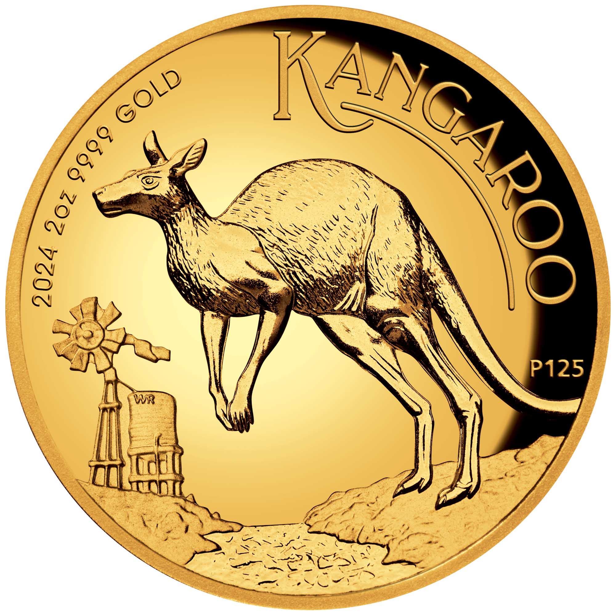 07 2024 Australian Kangaroo 2oz Gold Proof High Relief Coin StraightOn HighRes