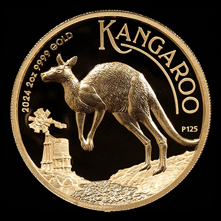 12 kangaroo 2oz gold proof high relief 360