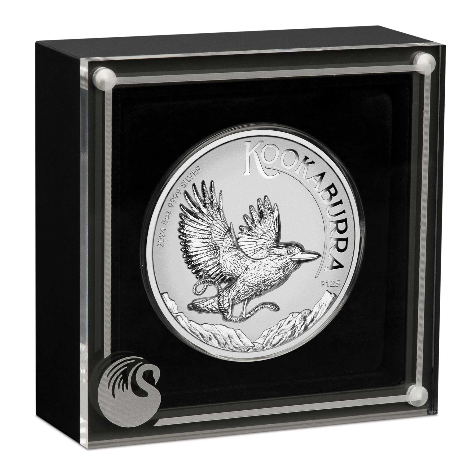 04 2024 Kookaburra 5oz Silver Proof Incused HR Coin In Case Hig