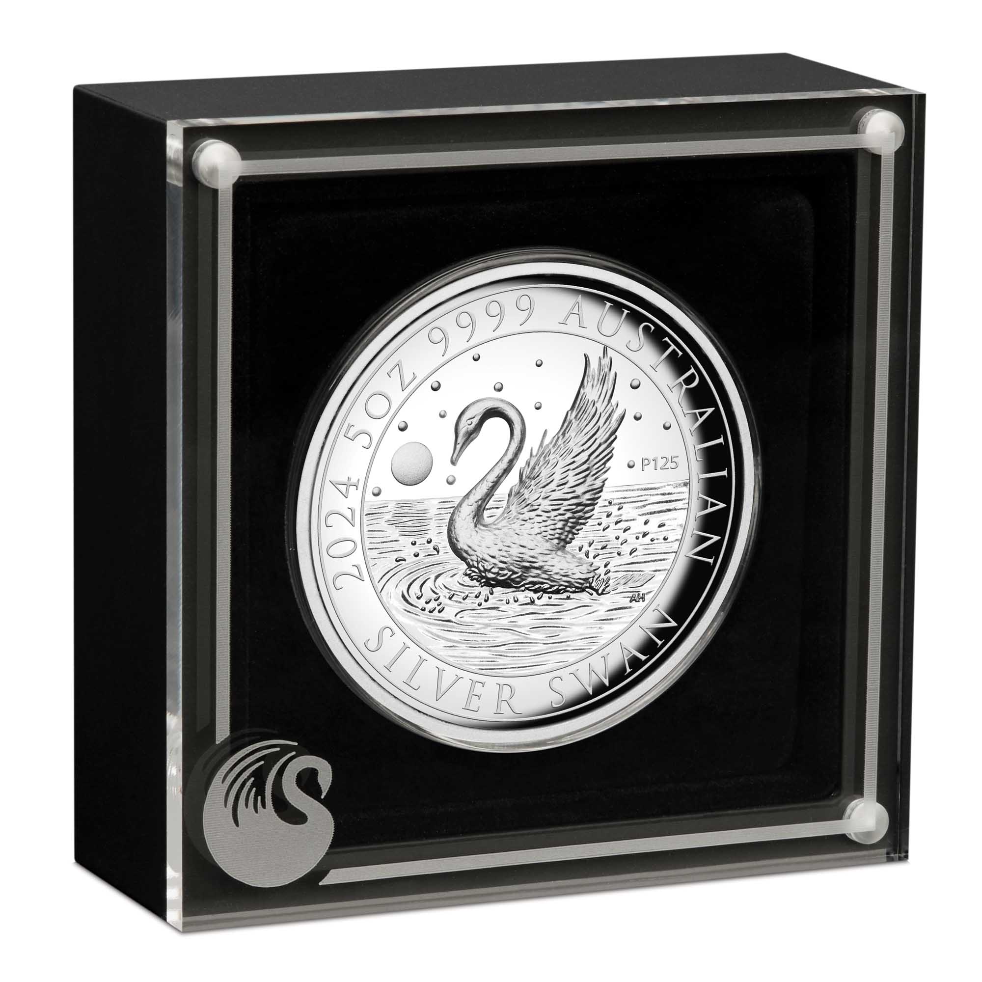 04 Australian Swan 2024 5oz Silver Proof High Relief  Coin In Case HighRes