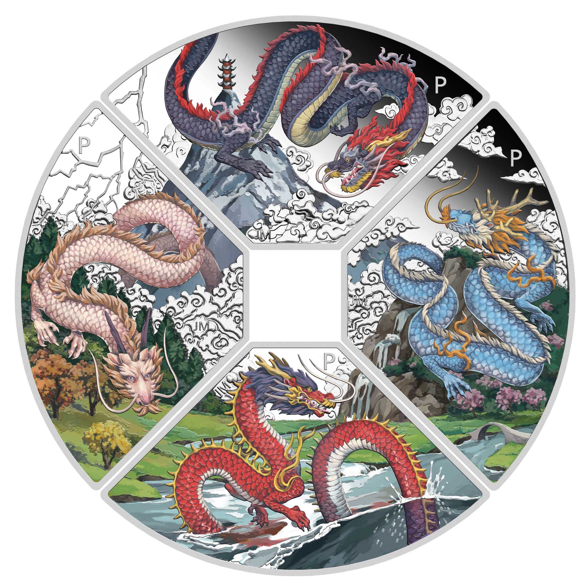 Dragon 2024 1oz Silver Proof Coloured Four-Coin Set
