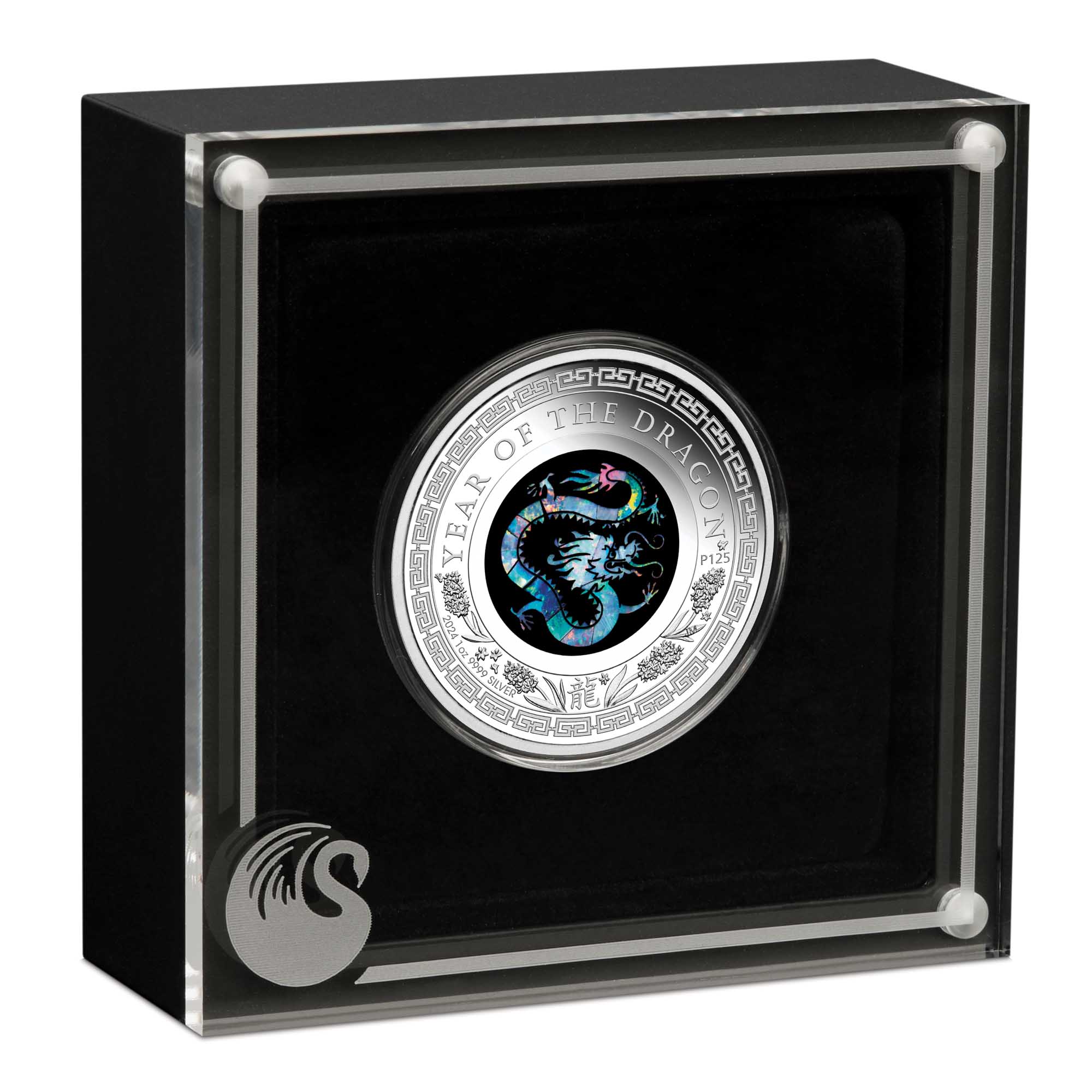 04 2024 YearoftheDragon 1oz Silver Proof Opal Coin InCase Hi