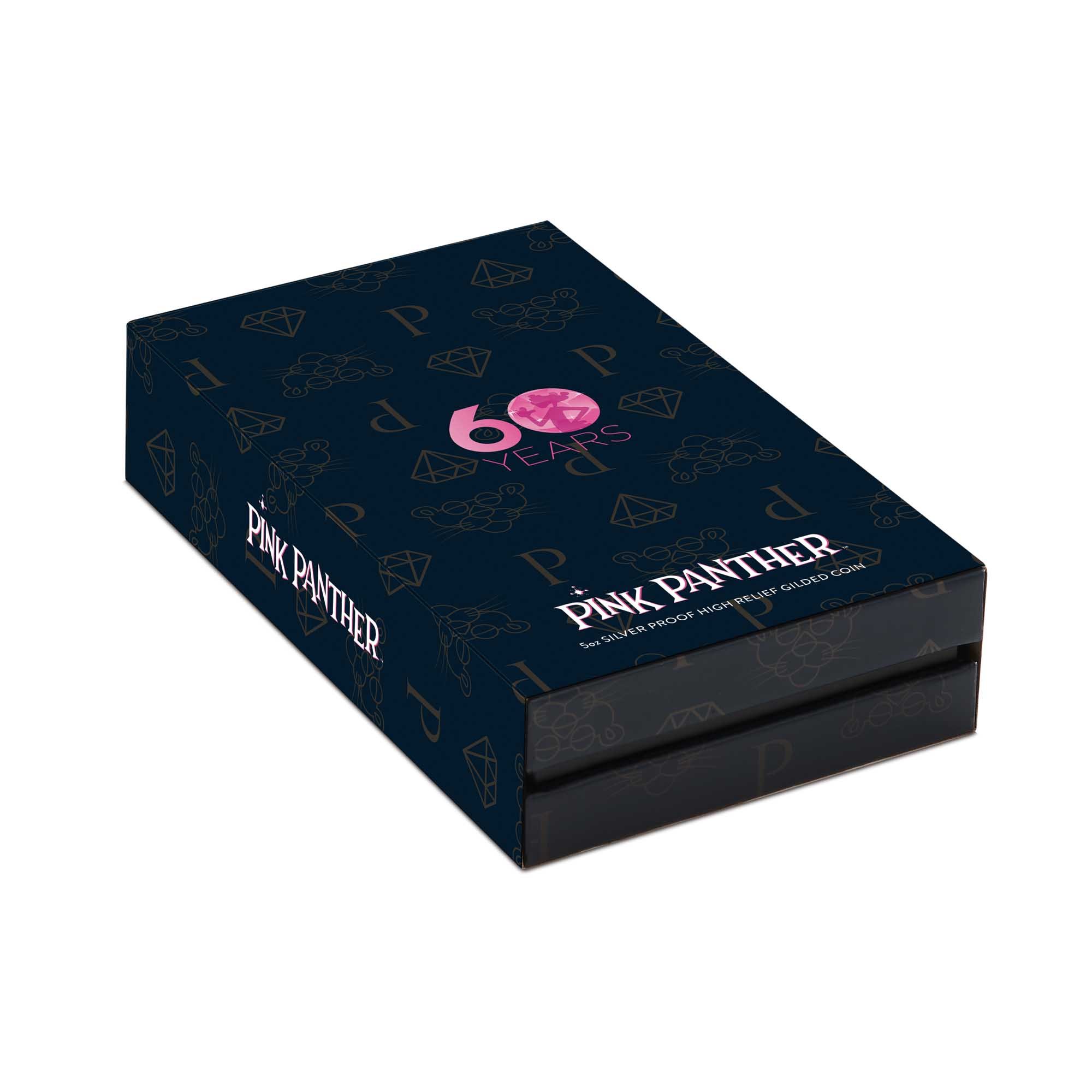 05 Pink Panther 60th Anniversary 2024 5oz Silver Proof High Relief Gilded Coin In Shipper