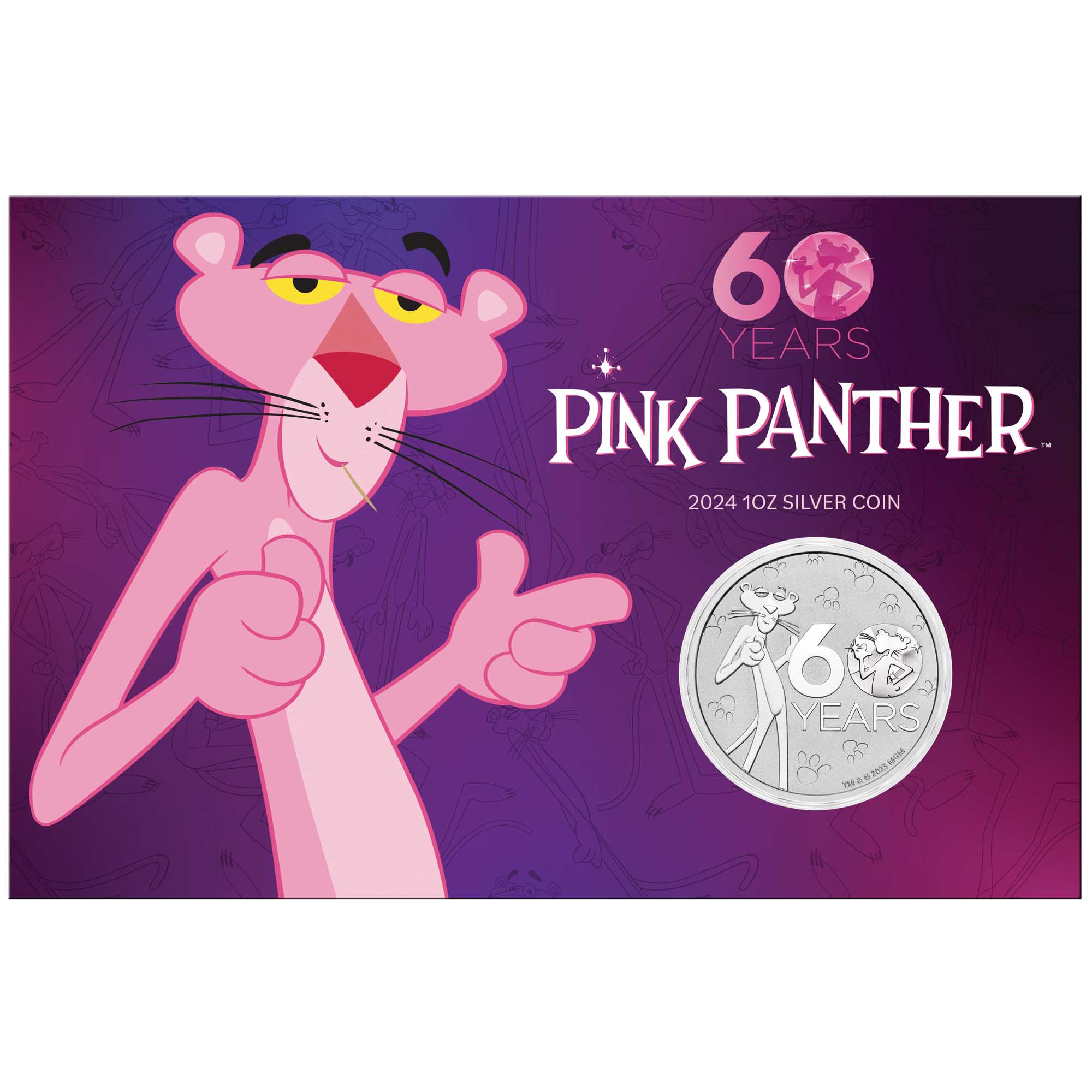 00 2023 Pink Panther 60thAnniversary 1oz  Silver Coin in Card HighRes