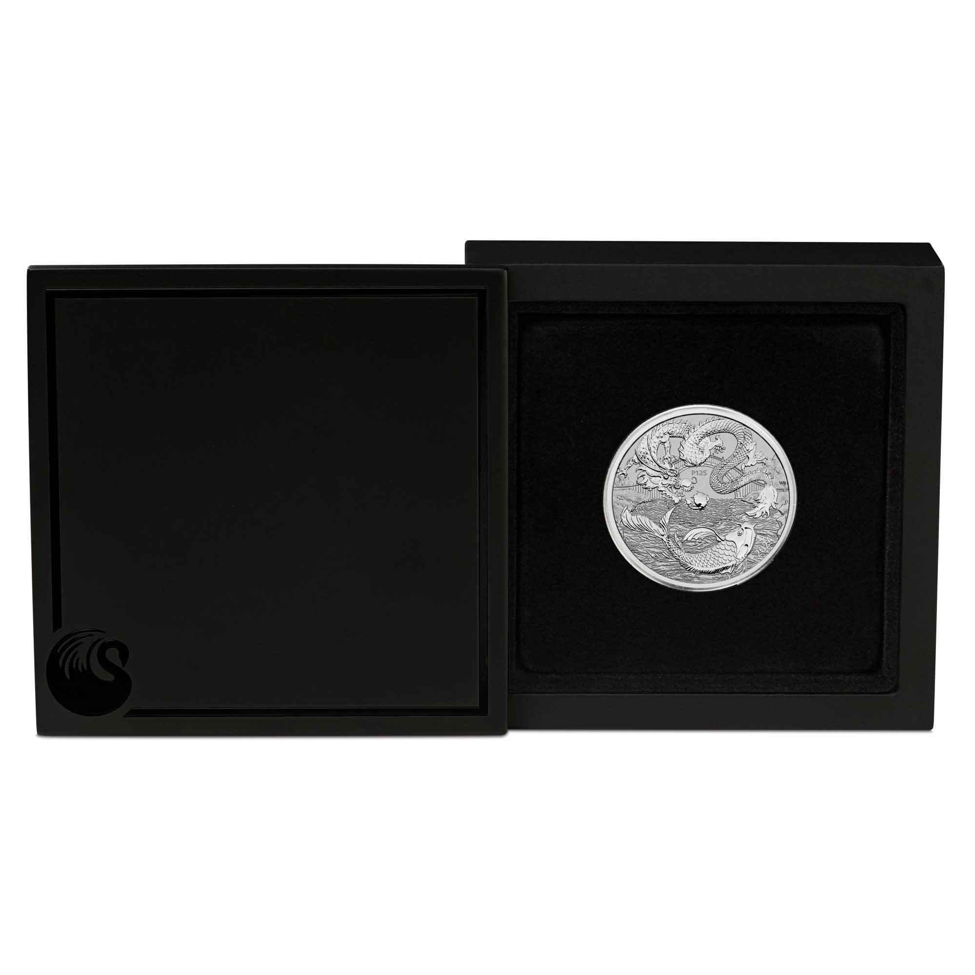 04 2024 Chinese Myths & Legends Dragon & Koi 1oz Platinum Reverse Proof Coin in case HighRes