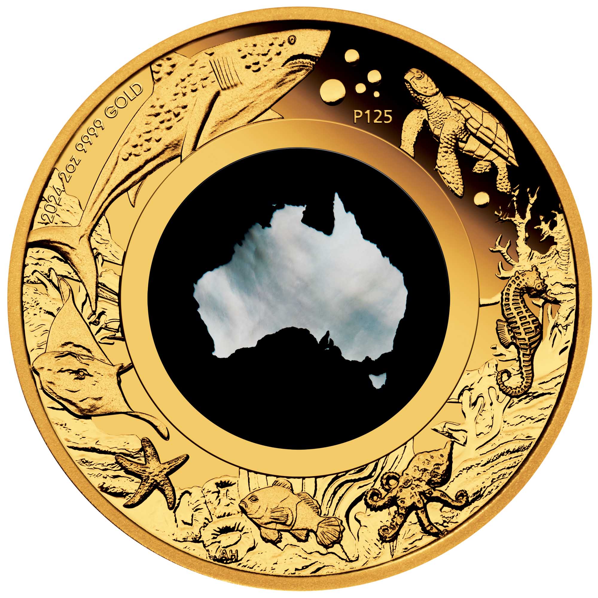 07 Great Southern Land 2024 2oz Gold Proof Mother of Pearl Coin Straight On HighRes