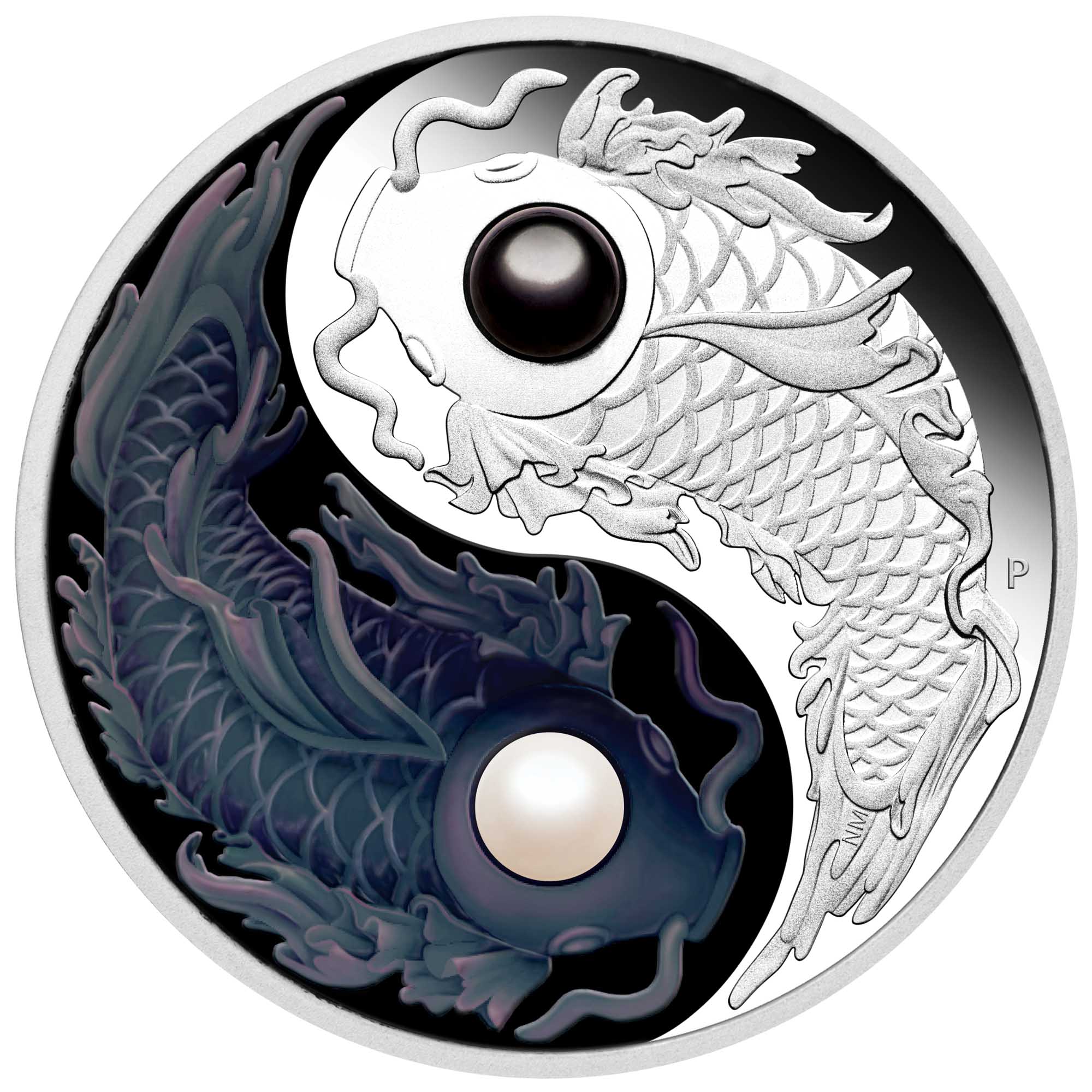 【空瓶】双虹2024 Yin Yang Koi 2024 5oz Silver Proof Coloured Coin with Pearls