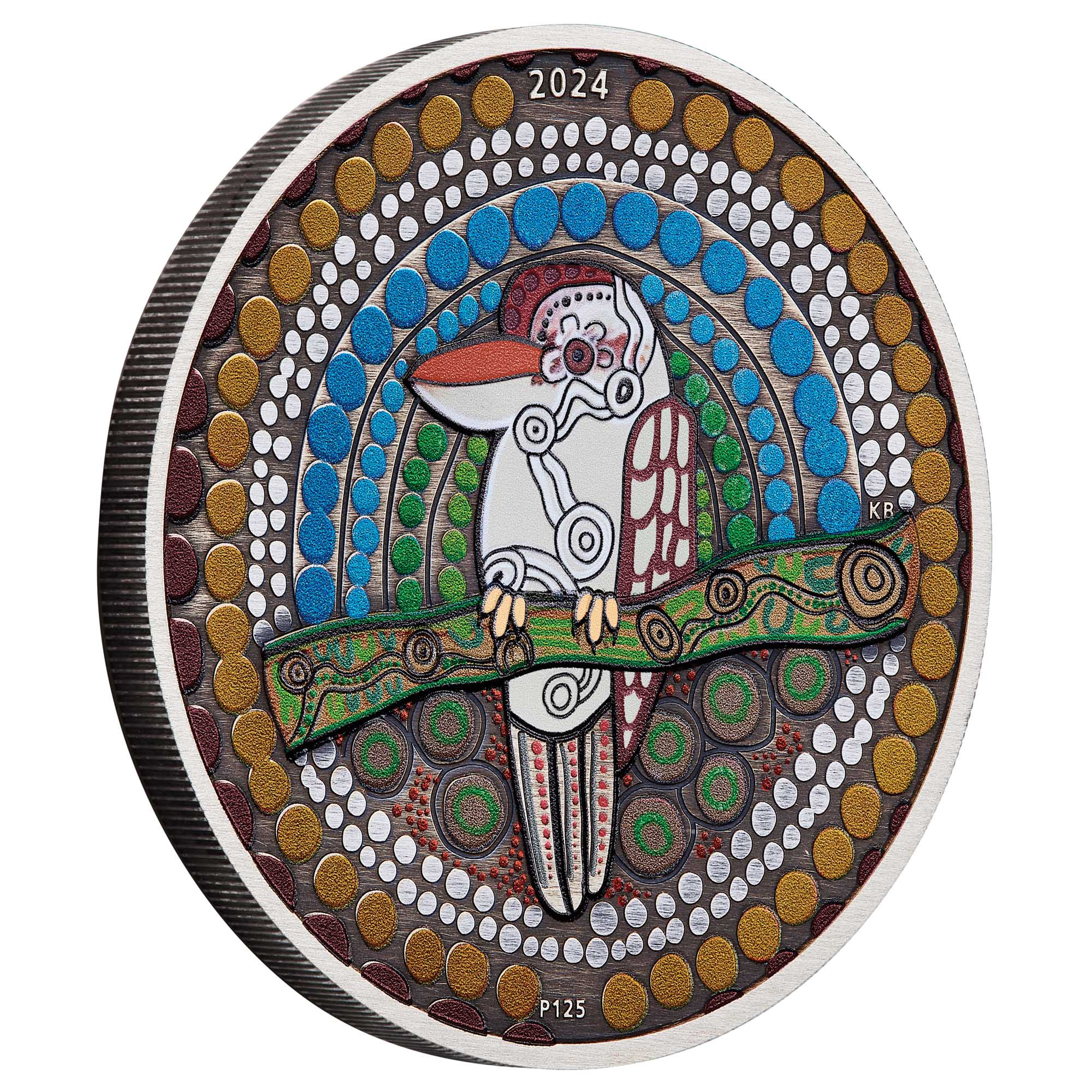 01 Kookaburra Kaa Kaa 2024 2oz Silver Antiqued Coloured Coin On Edge HighR