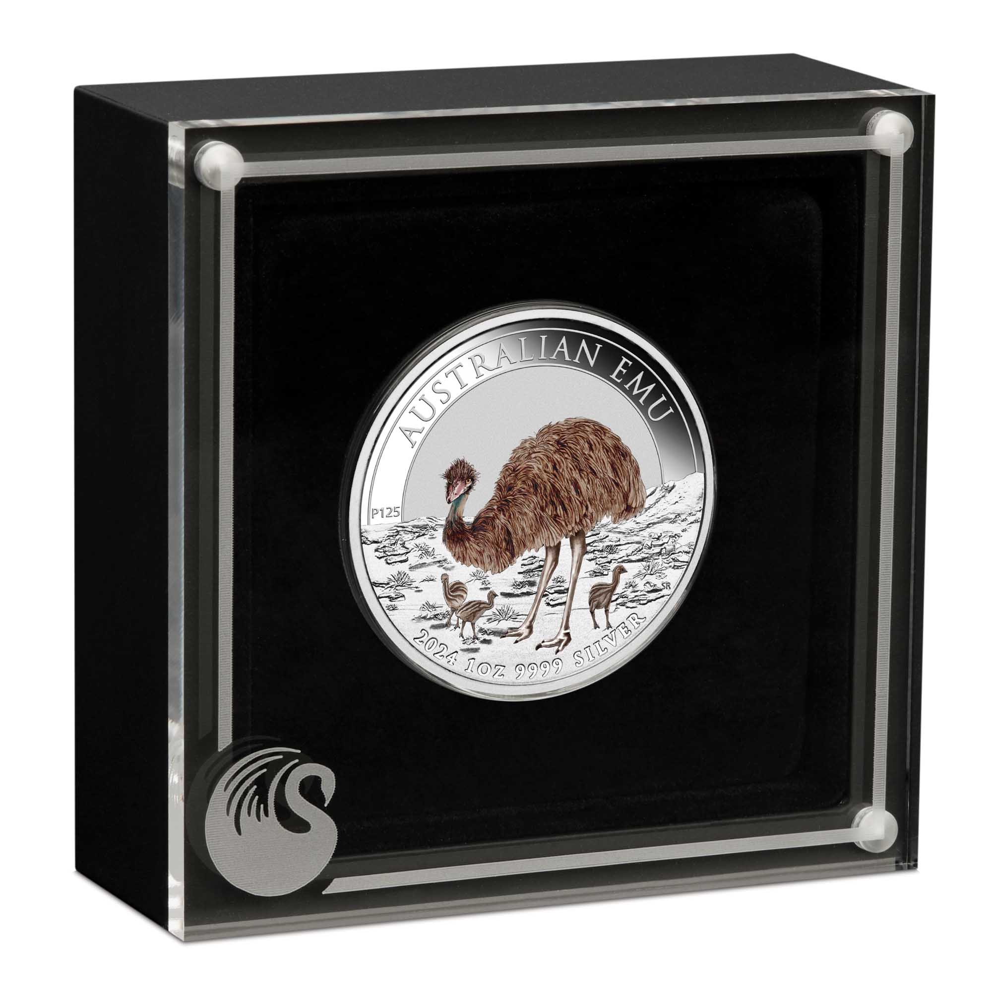 04 2024 Australian Emu 1oz Silver Bullion Coloured Coin inCase HighRes