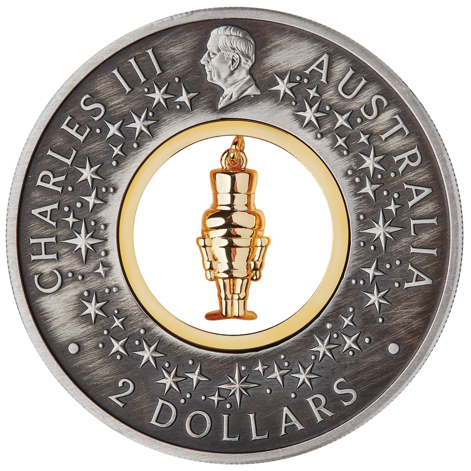 03 The Christmas Nutcracker 2024 2oz Silver Antiqued Coloured Coin obverse HighRes