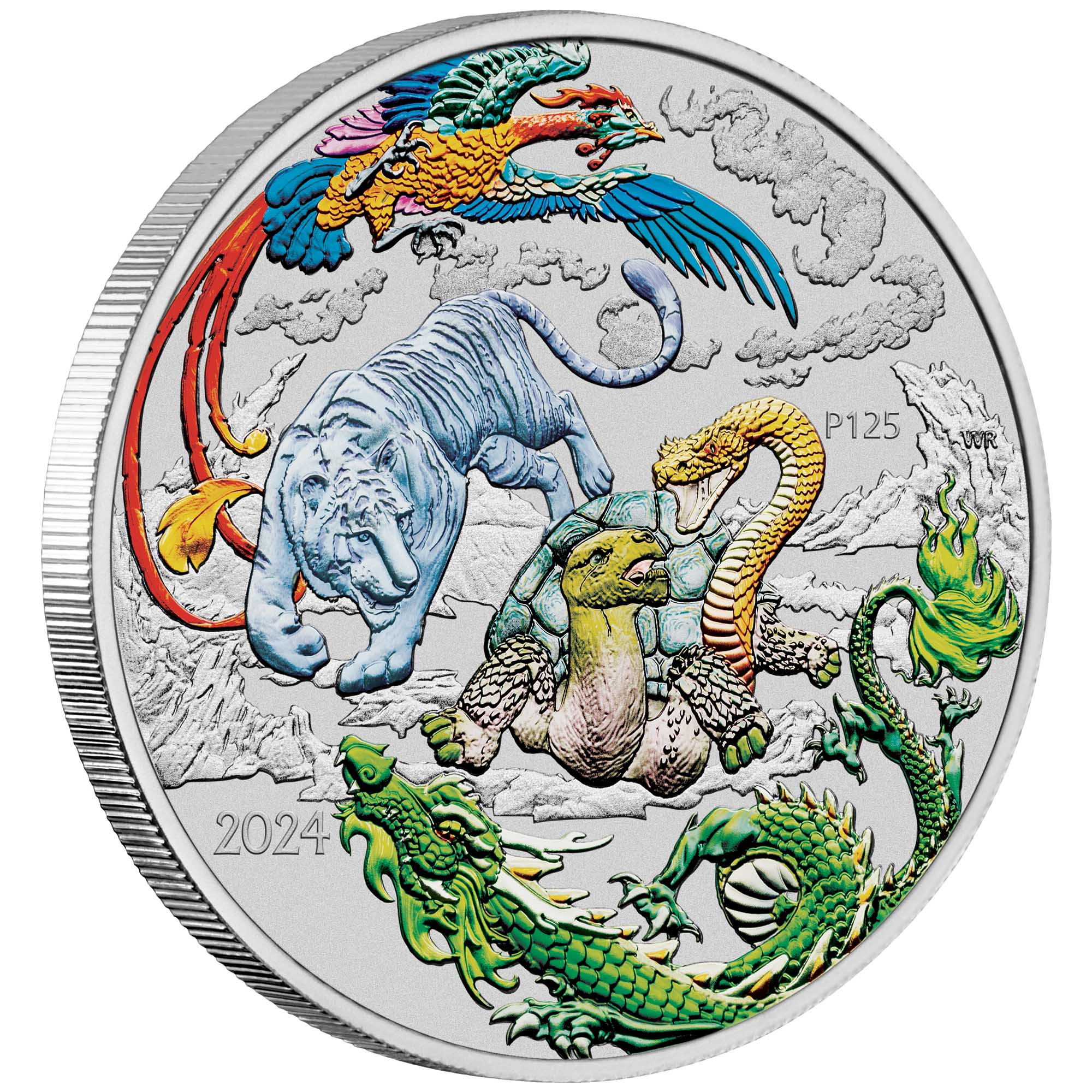 07 2024 Chinese Myths & Legends Four Mythical Guardians Green 1oz Silver Bullion Coloured Coin