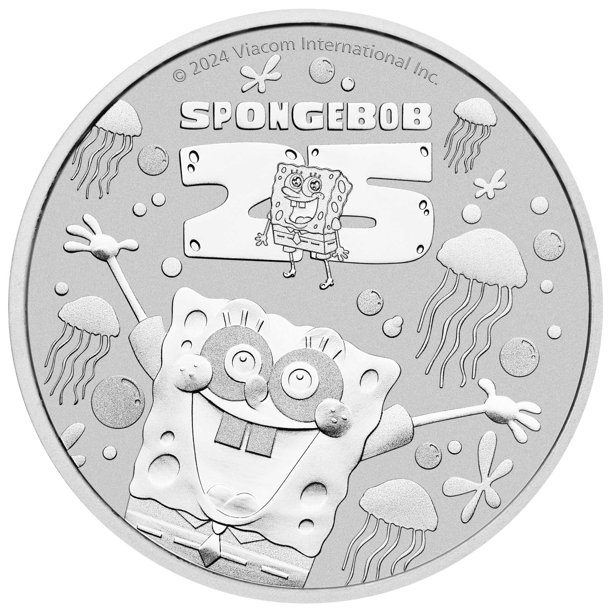02 SpongeBob SquarePants™ 25th Anniversary 2024 1oz Silver Coin StraightOn HighRes