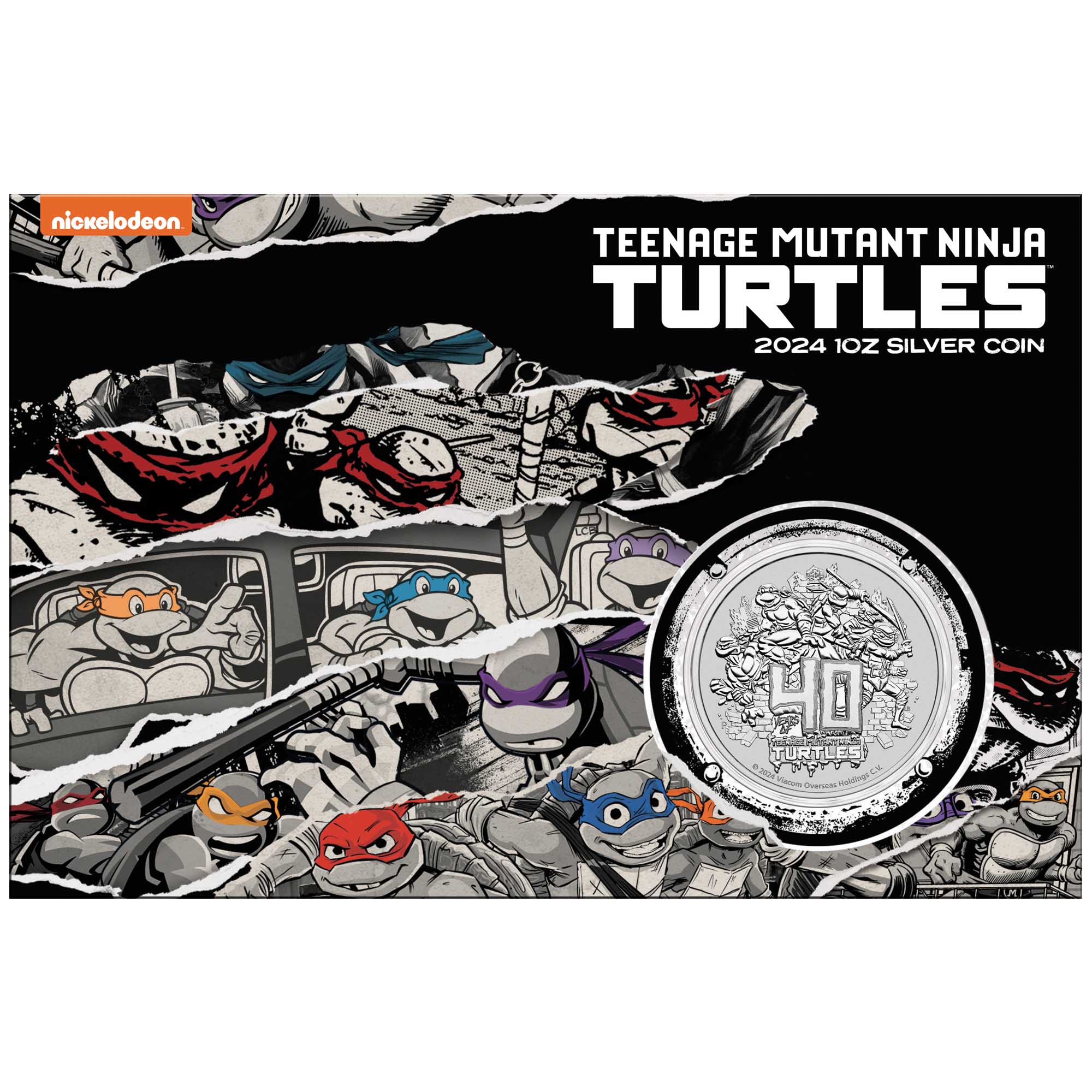00 Teenage Mutant Ninja Turtles 40th Anniversary 2024 1oz Silver CoinObverse In Card HighRes