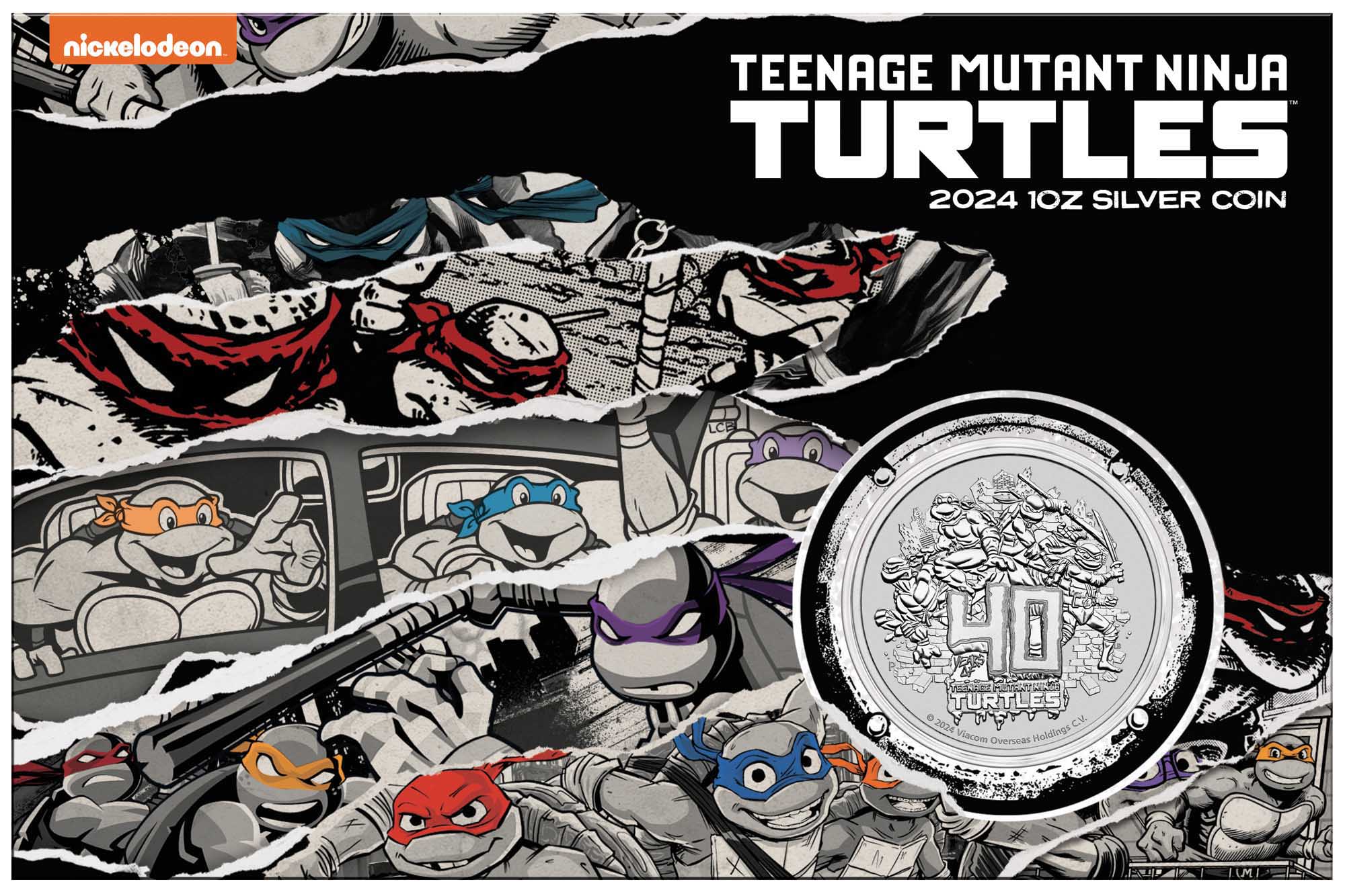 05 Teenage Mutant Ninja Turtles 40th Anniversary 2024 1oz Silver CoinObverse In Card HighRes
