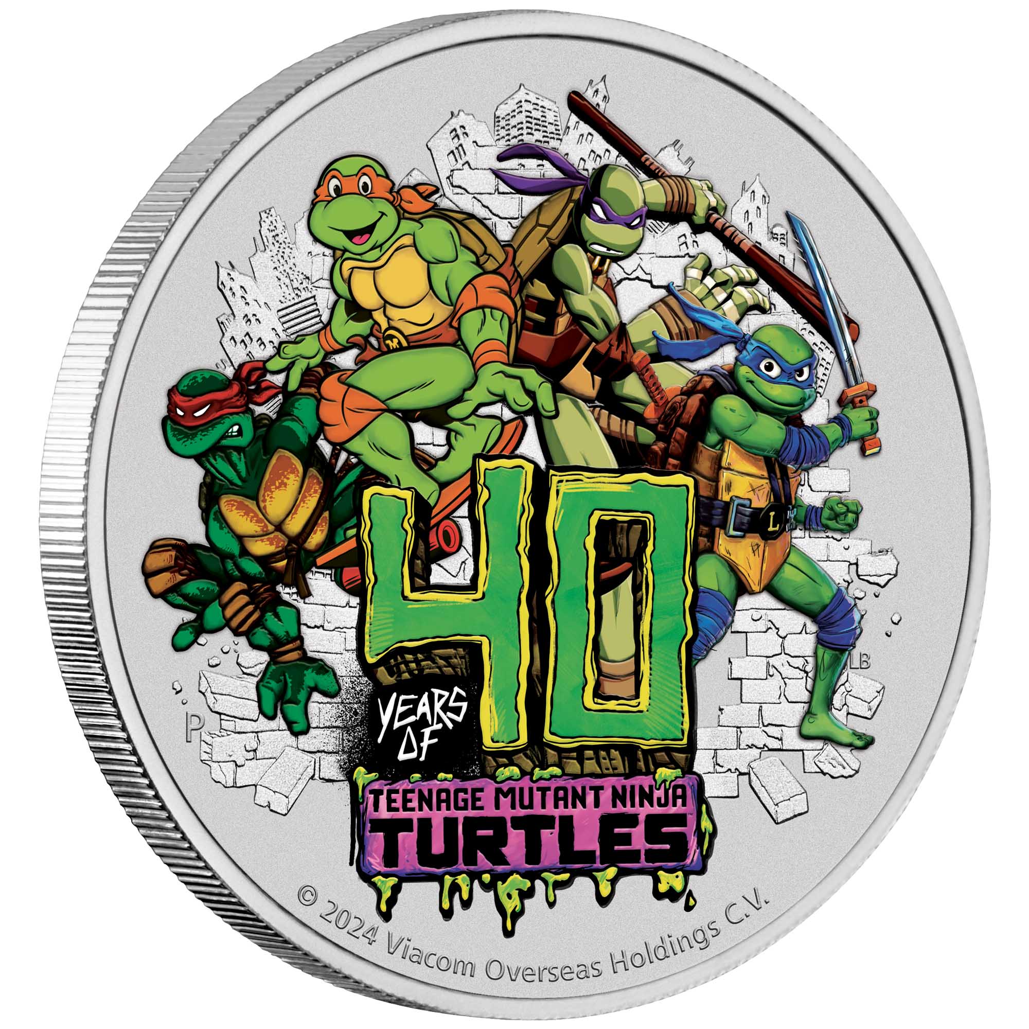 01 Teenage Mutant Ninja Turtles 40th Anniversary 2024 1oz Silver Coloure