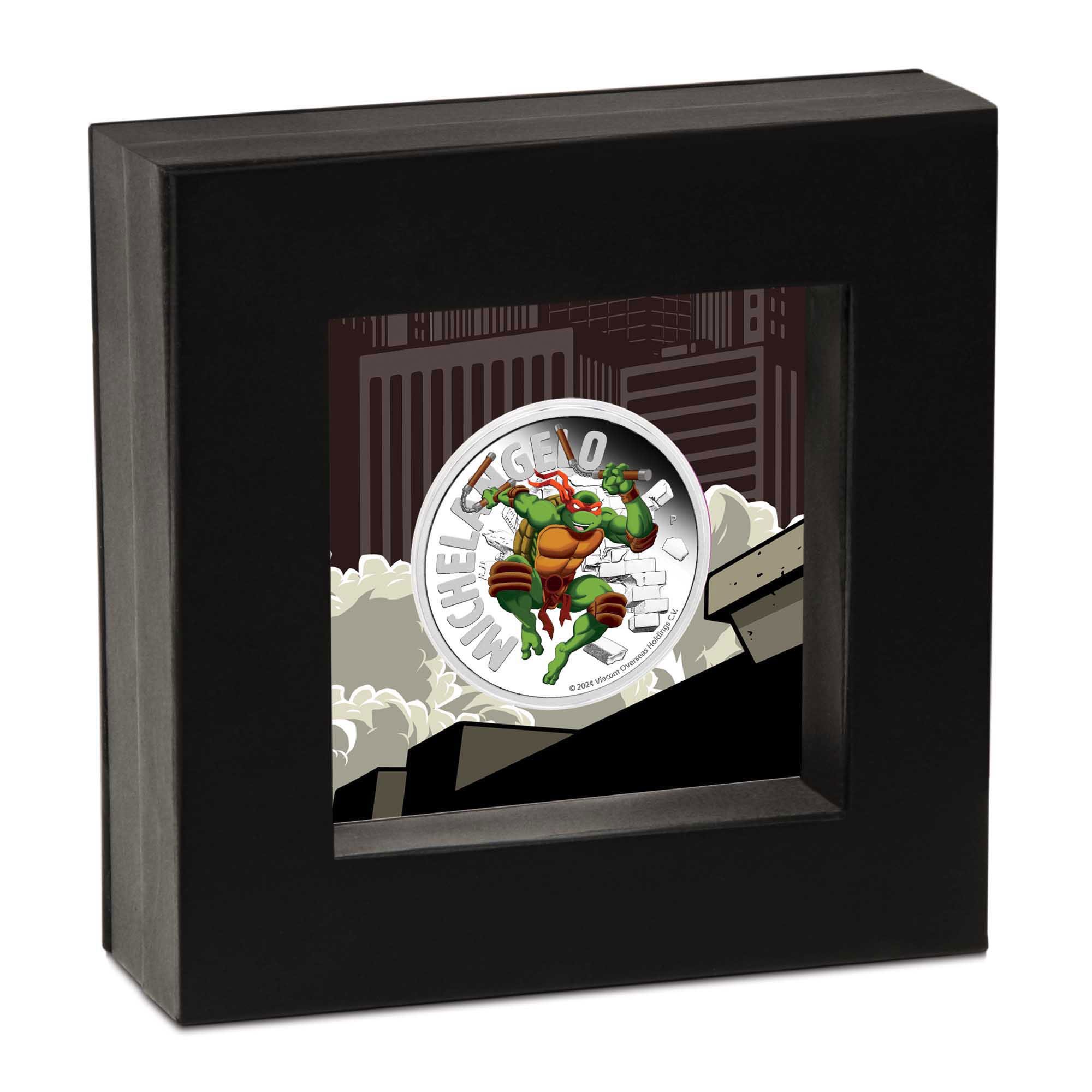 04 TMNT Michelangelo 2024 1oz Silver Proof Coloured Coin in case HighRes