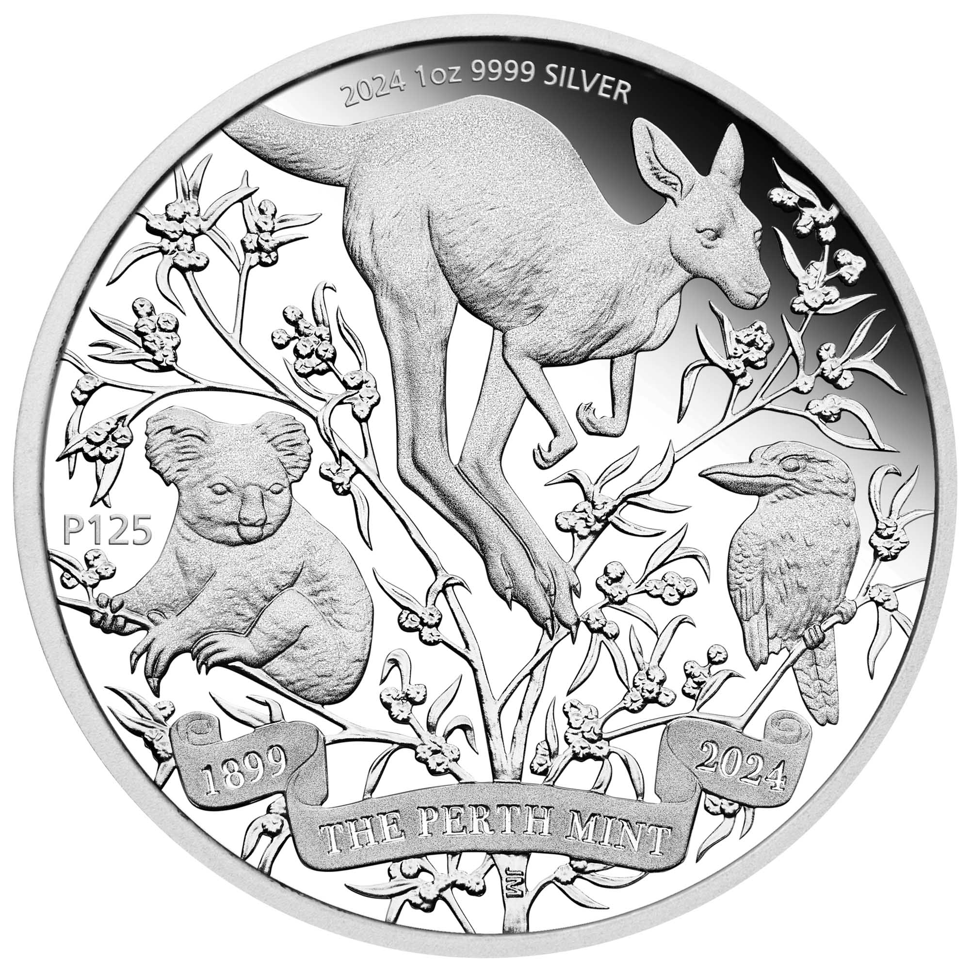 02 2024 The Perth Mint’s 125th Anniversary 1oz Silver  Proof Coin StraightOn HighRes