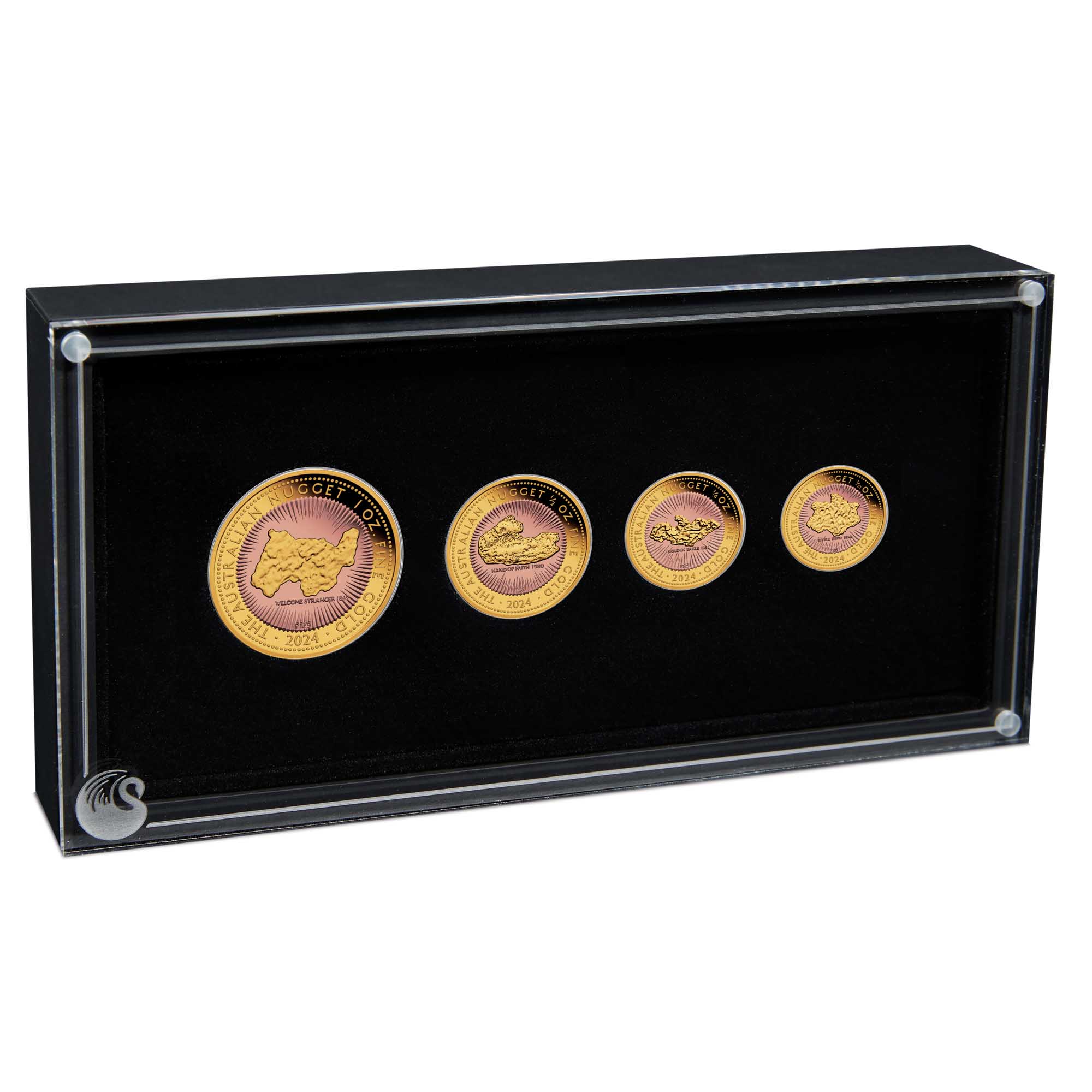 17 Australian Nugget 2024 Gold Proof Gilded Four Coin Set in case HighRes