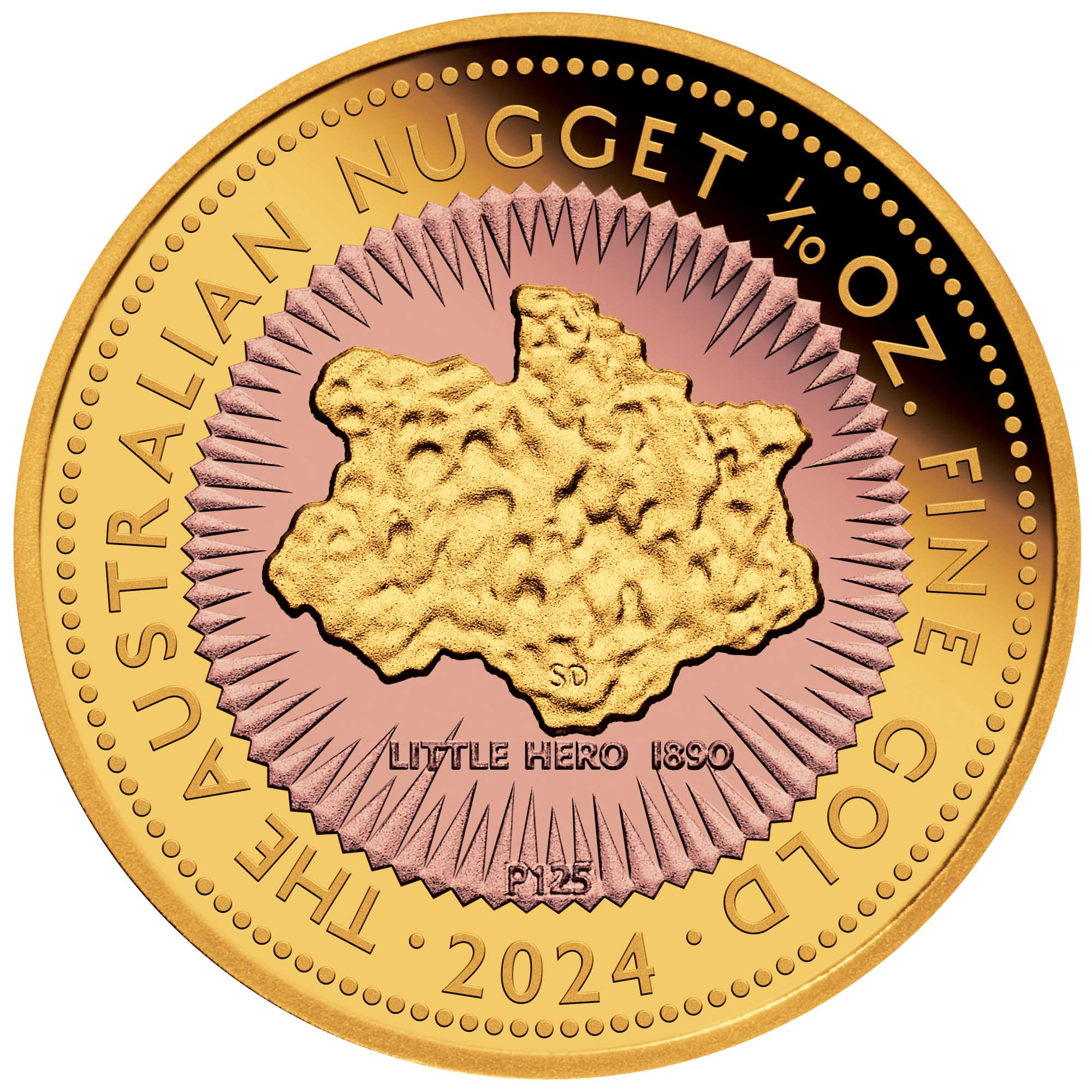 13 Australian Nugget 2024 1 10oz Gold Proof Gilded Coin straight on HighRes