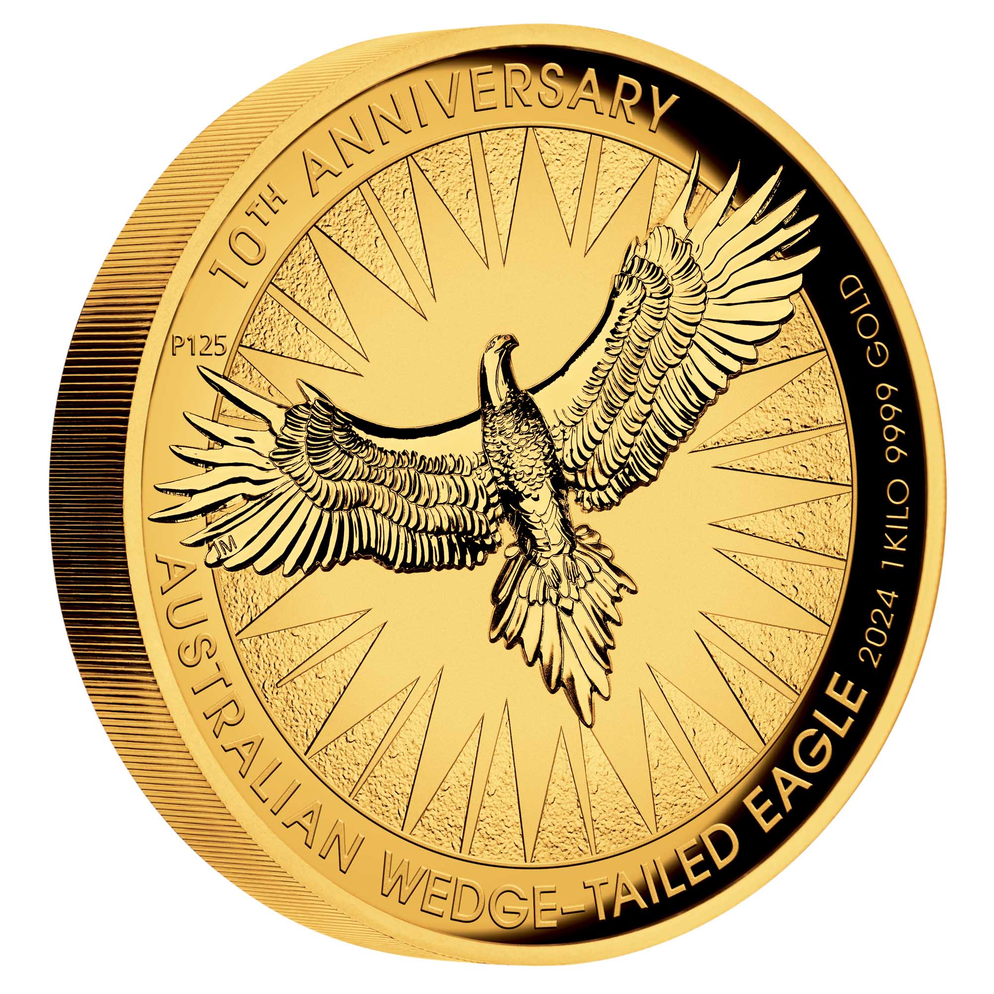 06 Australian Wedge tailed Eagle 2024 1kilo Gold Reverse Proof Ultra High Relief Coin  OnEdge HighRes