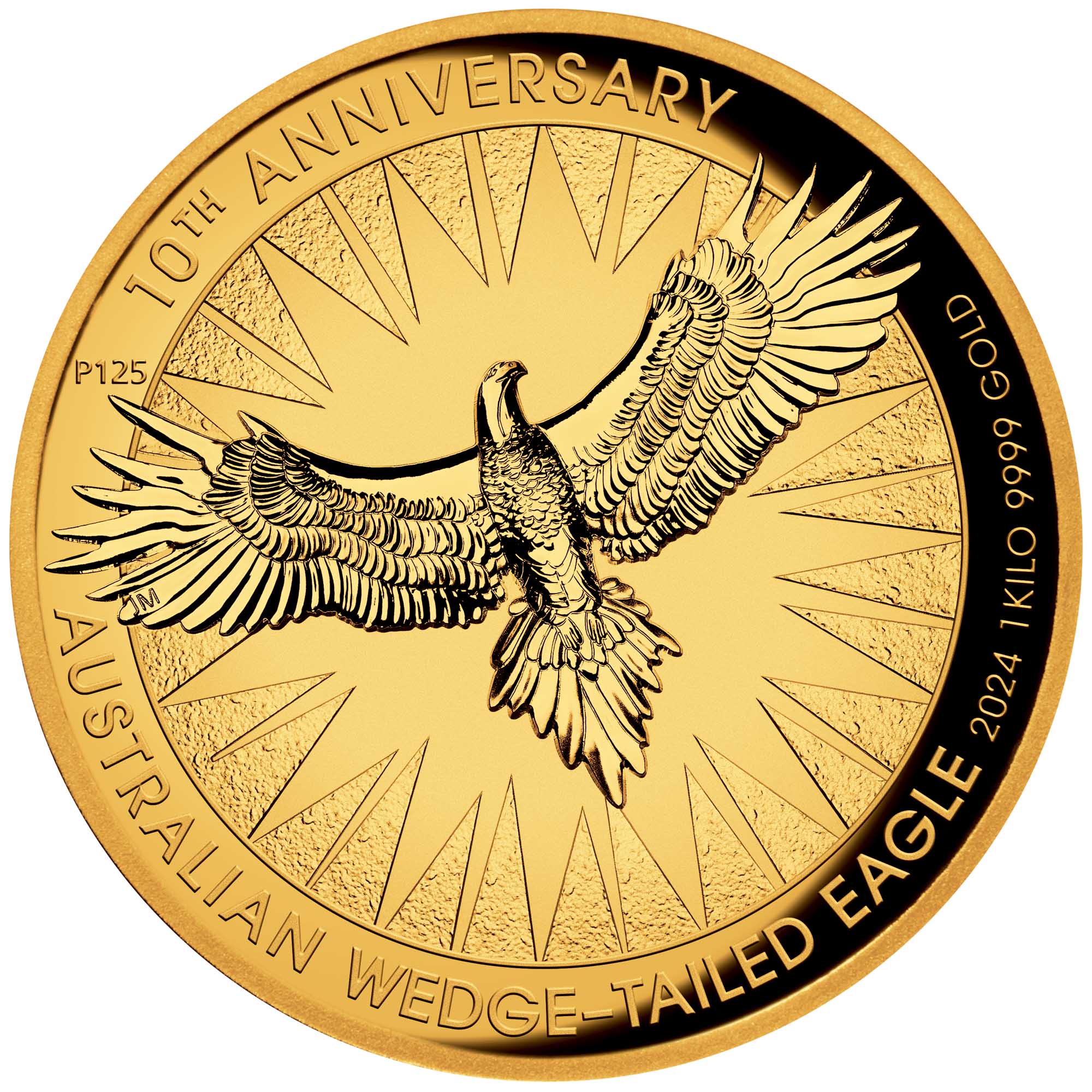 07 Australian Wedge tailed Eagle 2024 1kilo Gold Reverse Proof Ultra High Relief Coin  StraightOn HighRes