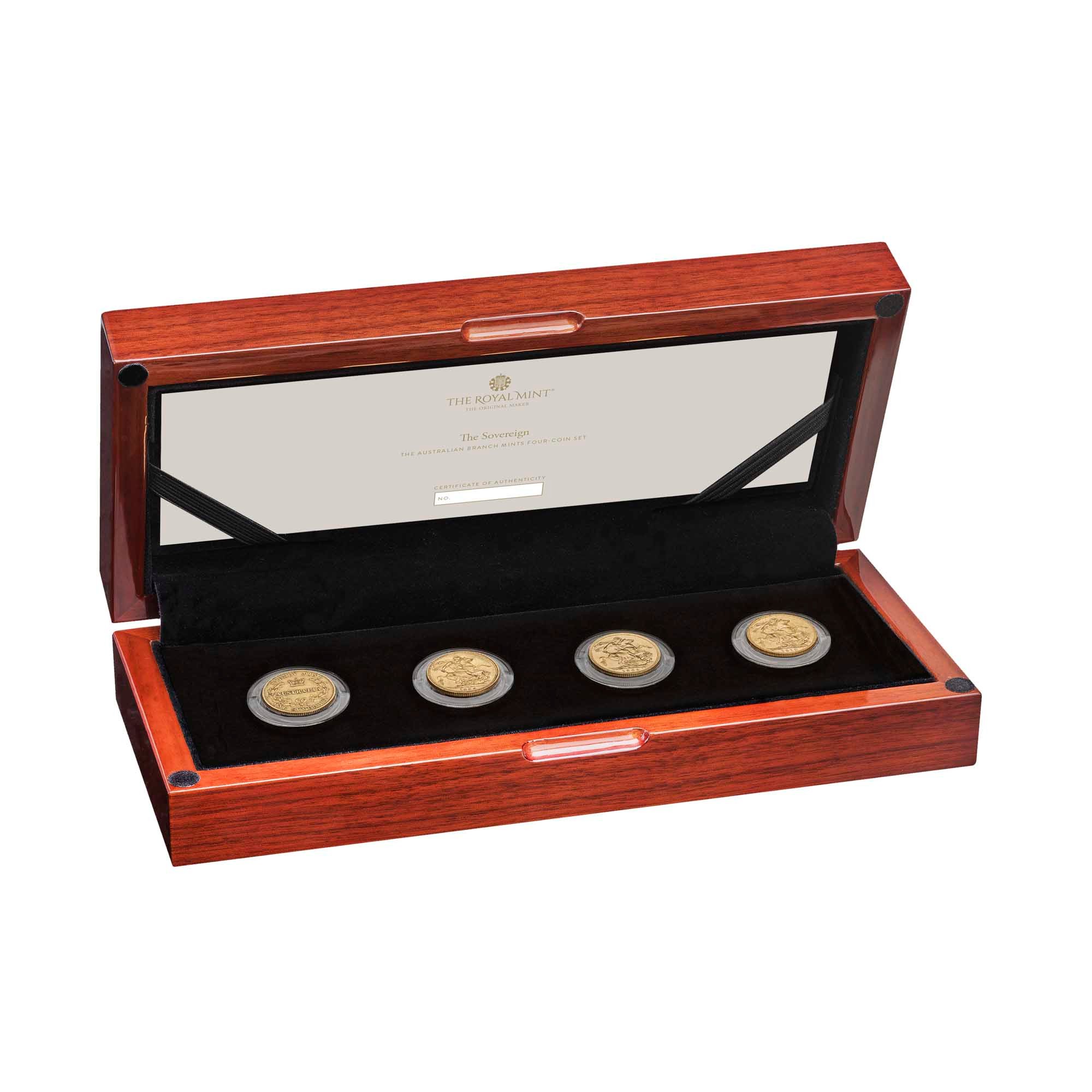 01 The Australian Branch Mints Four Coin Set case   HISAUSSET