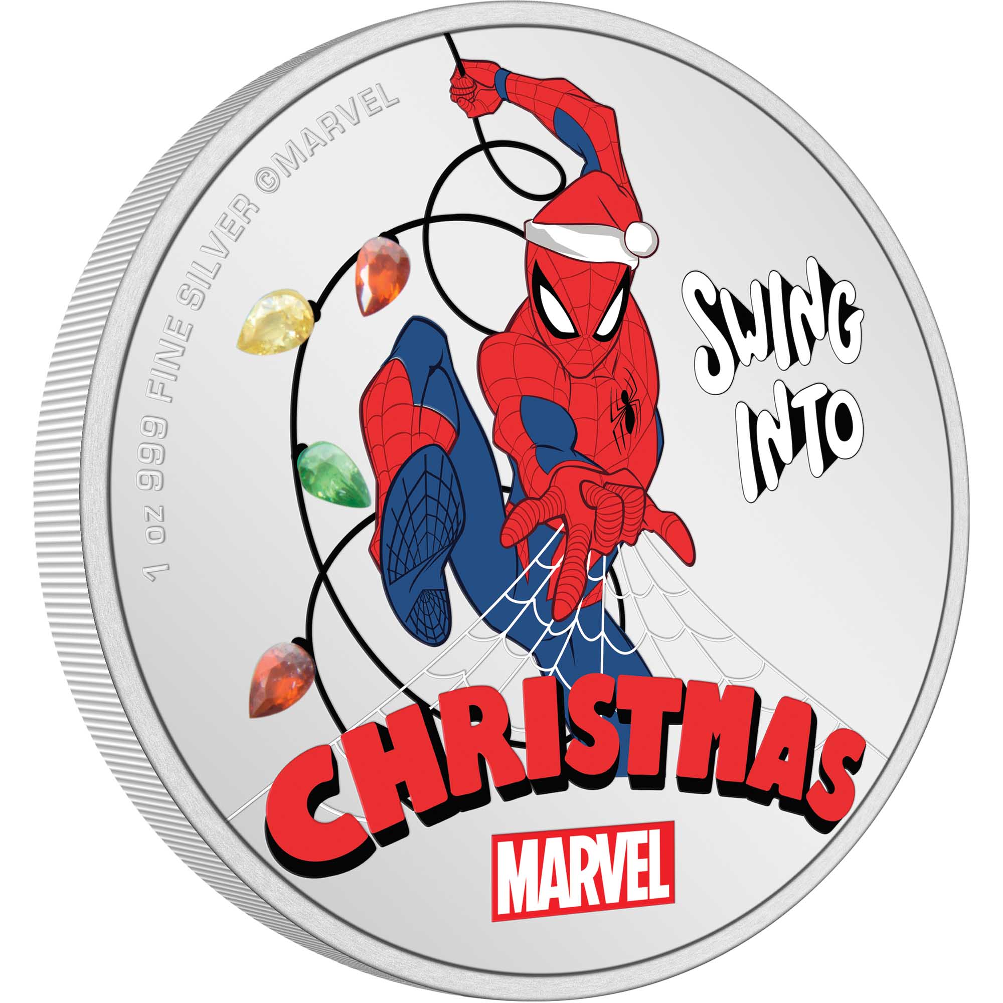 01 2024 Marvel Spider Man Seasons Greetings Ag 1oz Coin Rev Edge