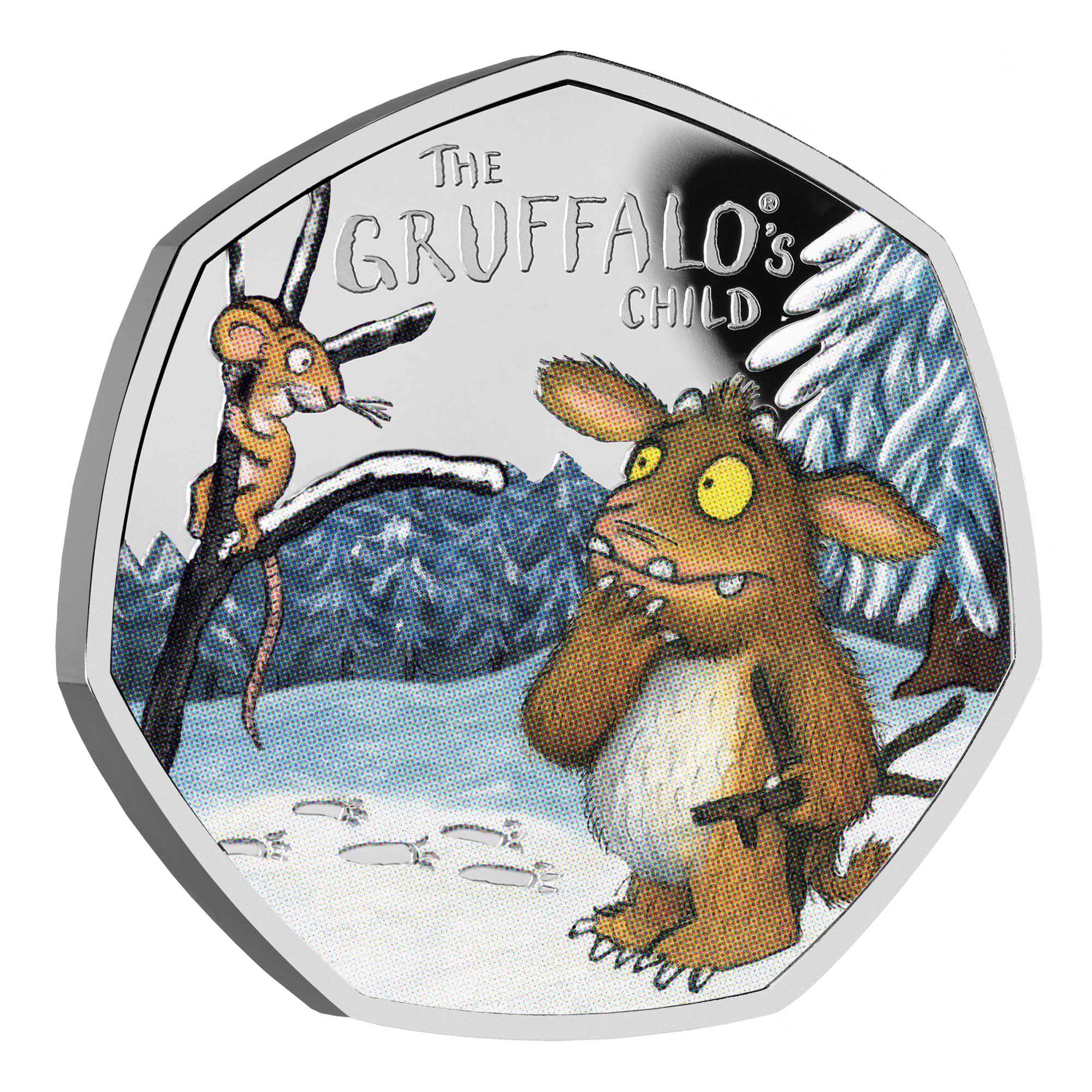 01 UK24GCSP The Gruffalos Child 2024 UK 50p Silver Proof Colour Coin reverse edge