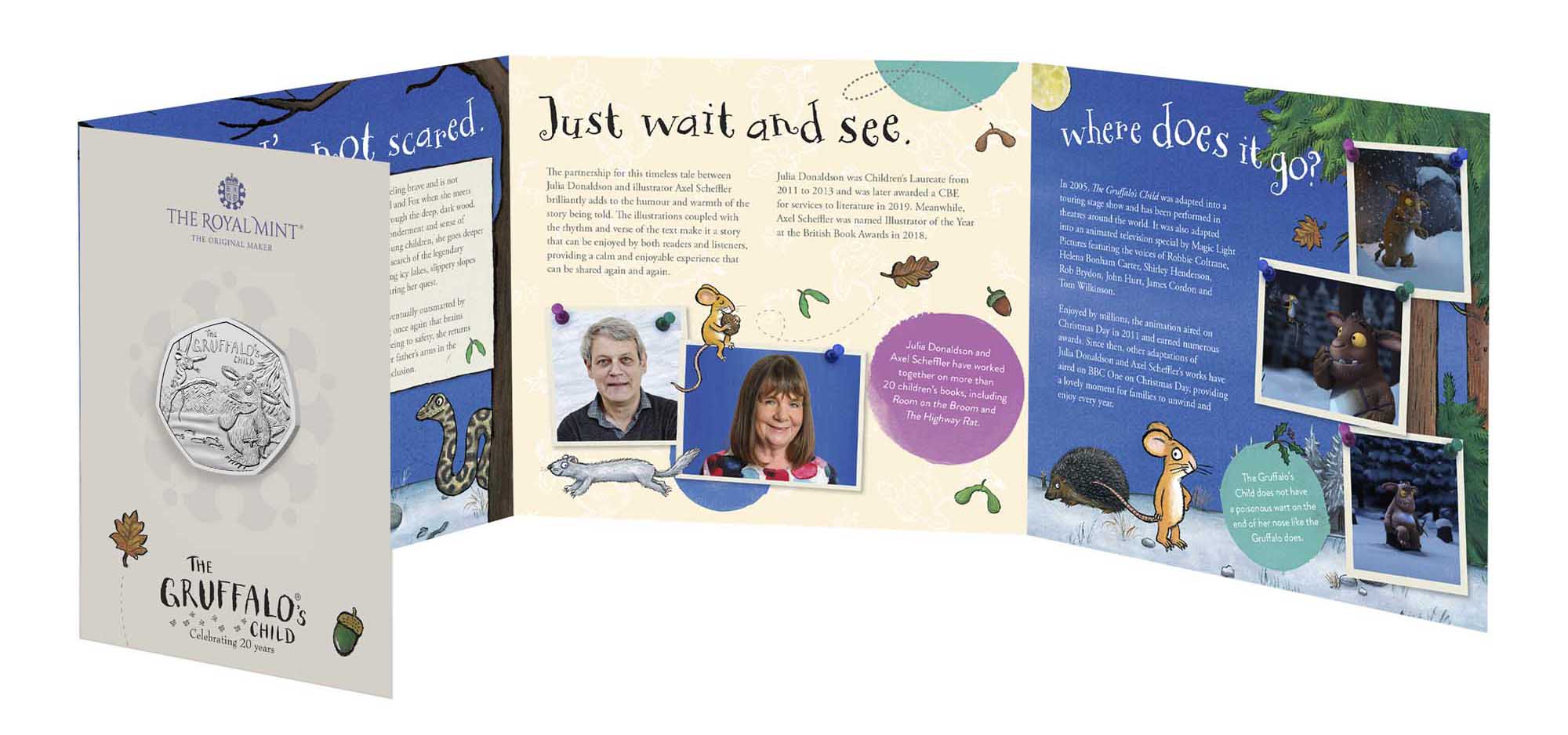 05 UK24GCBU The Gruffalos Child 2024 UK 50p Brilliant Uncirculated Coin reverse pack inner cropped