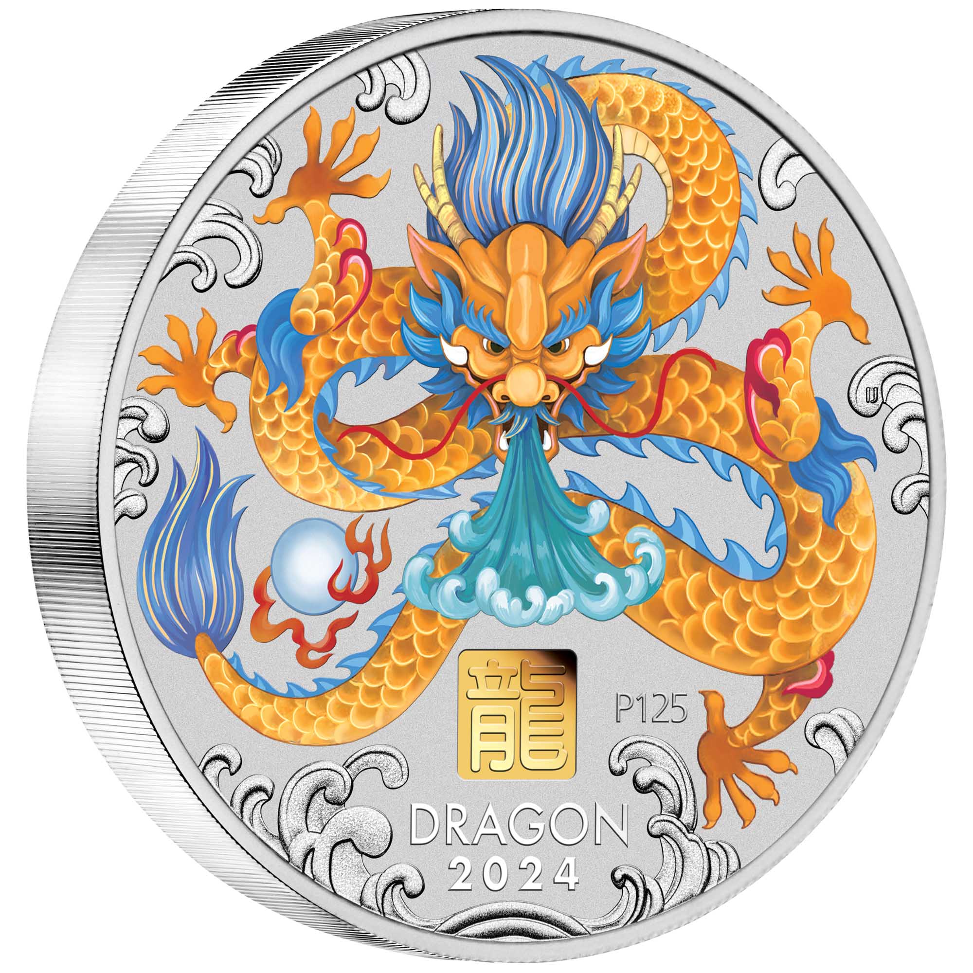 2024 Dragon 1 Kilo Silver Coloured Coin Gold Privy