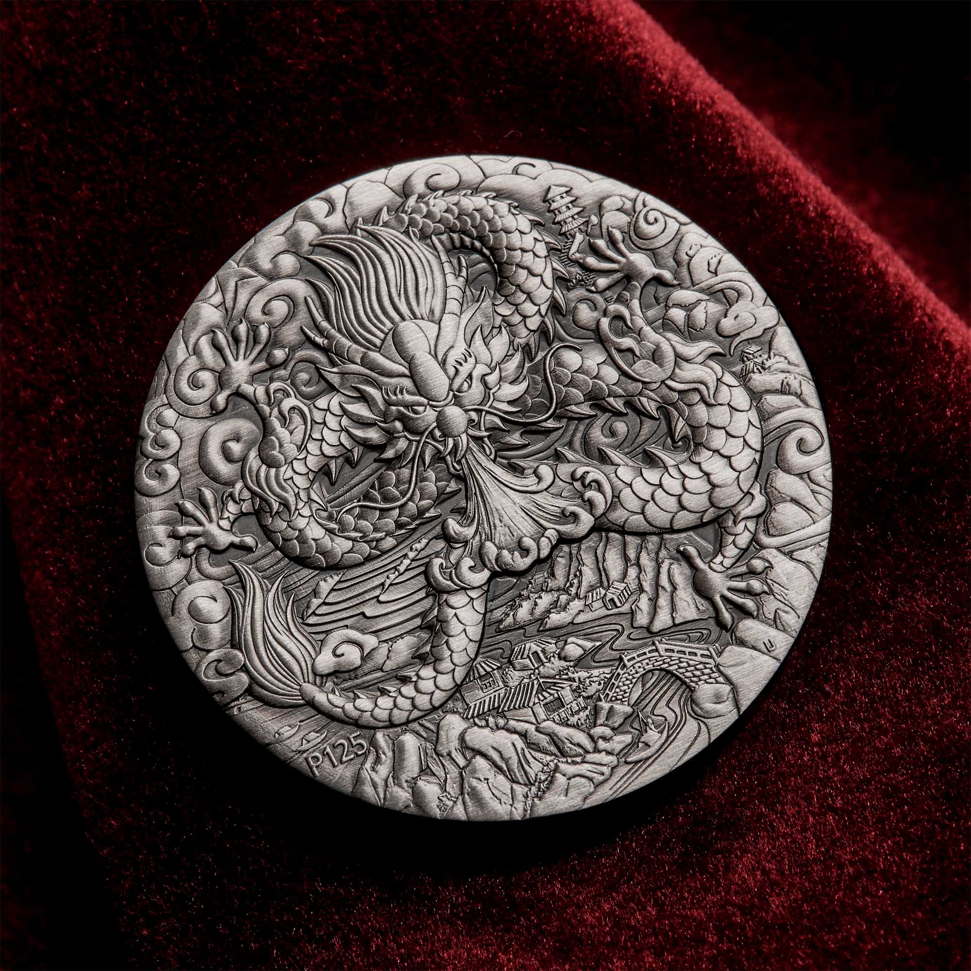 2024 Dragon 2oz Silver Antiqued Coin