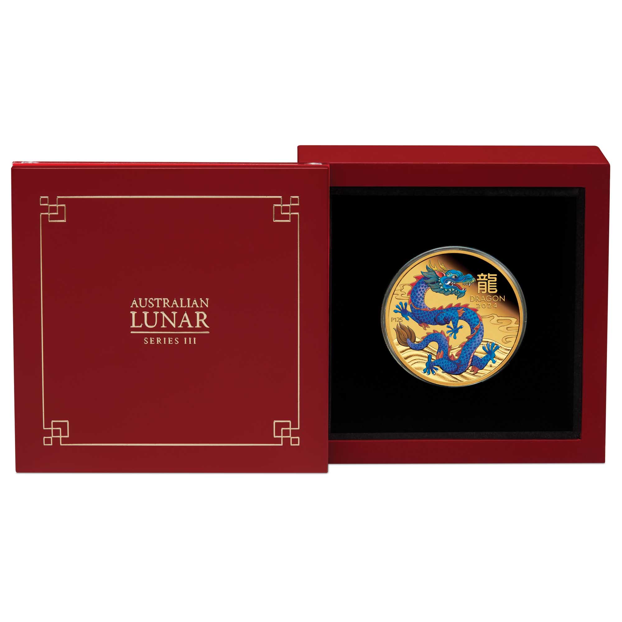 03 2024 Year of the Dragon 1oz Gold Proof Coloured Coin  InCase HighRes