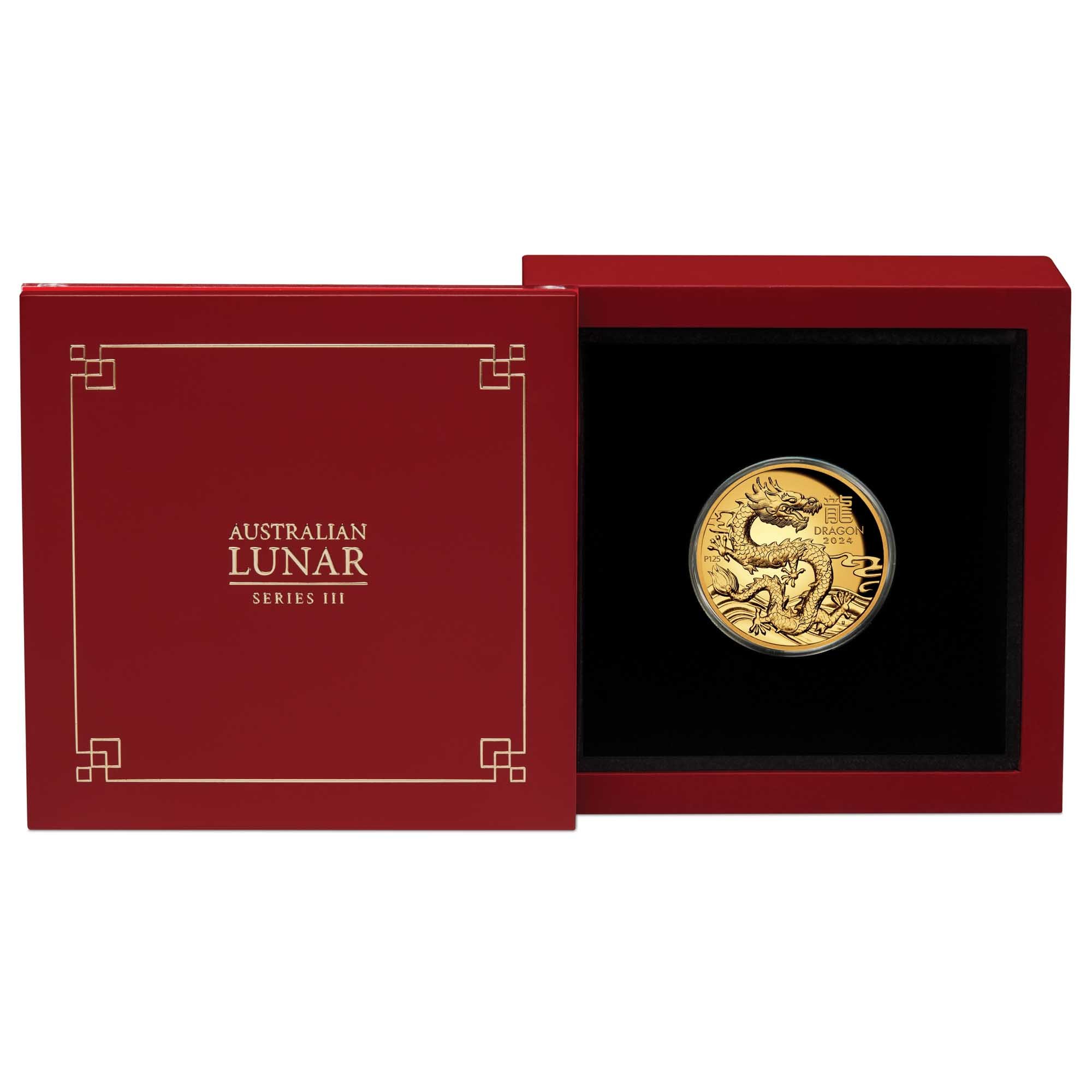 04 2024 Year of the Dragon 1oz Gold Proof High Relief Coi