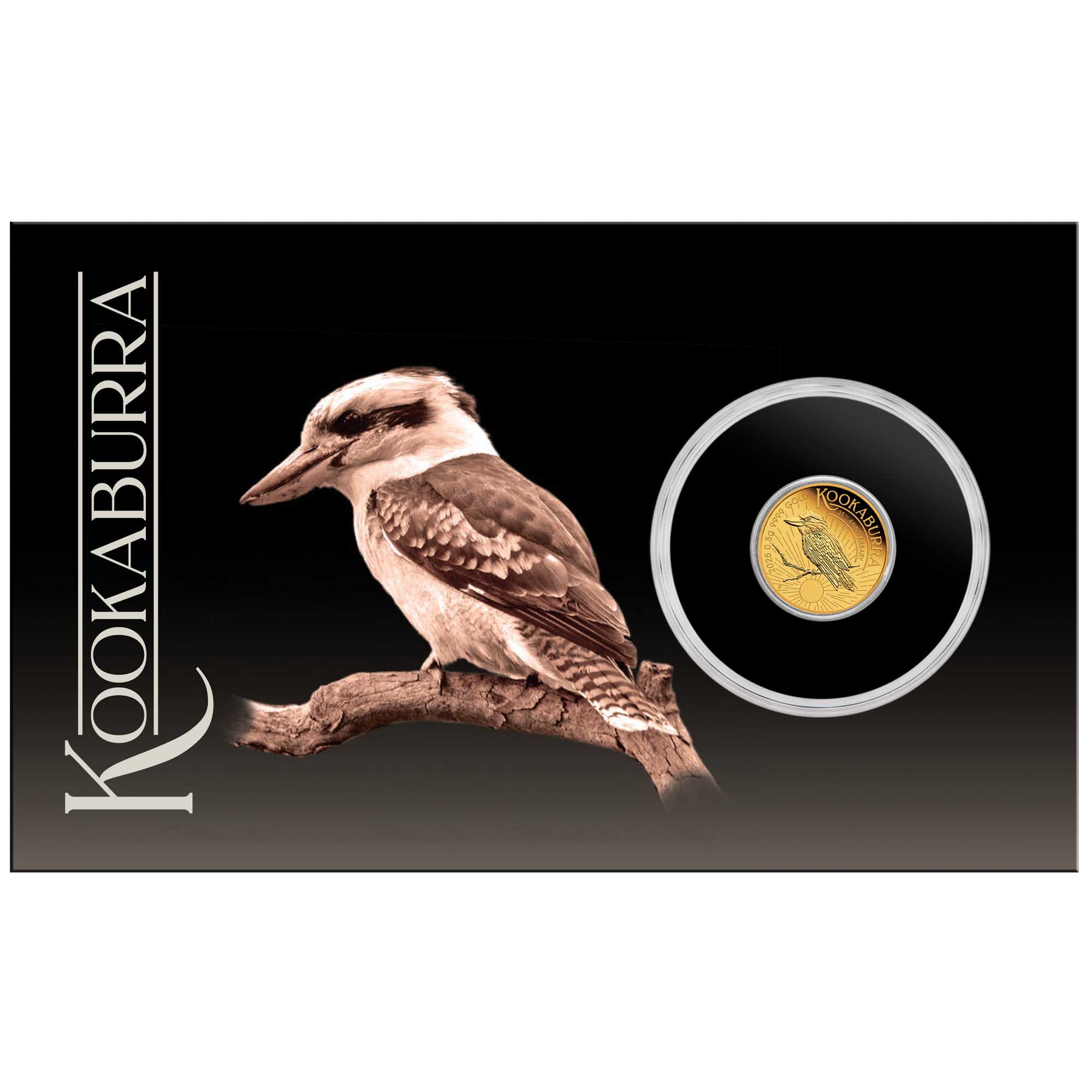 01 Australian Kookaburra 2025 0.5g Gold Proof Coin in card front HighRes