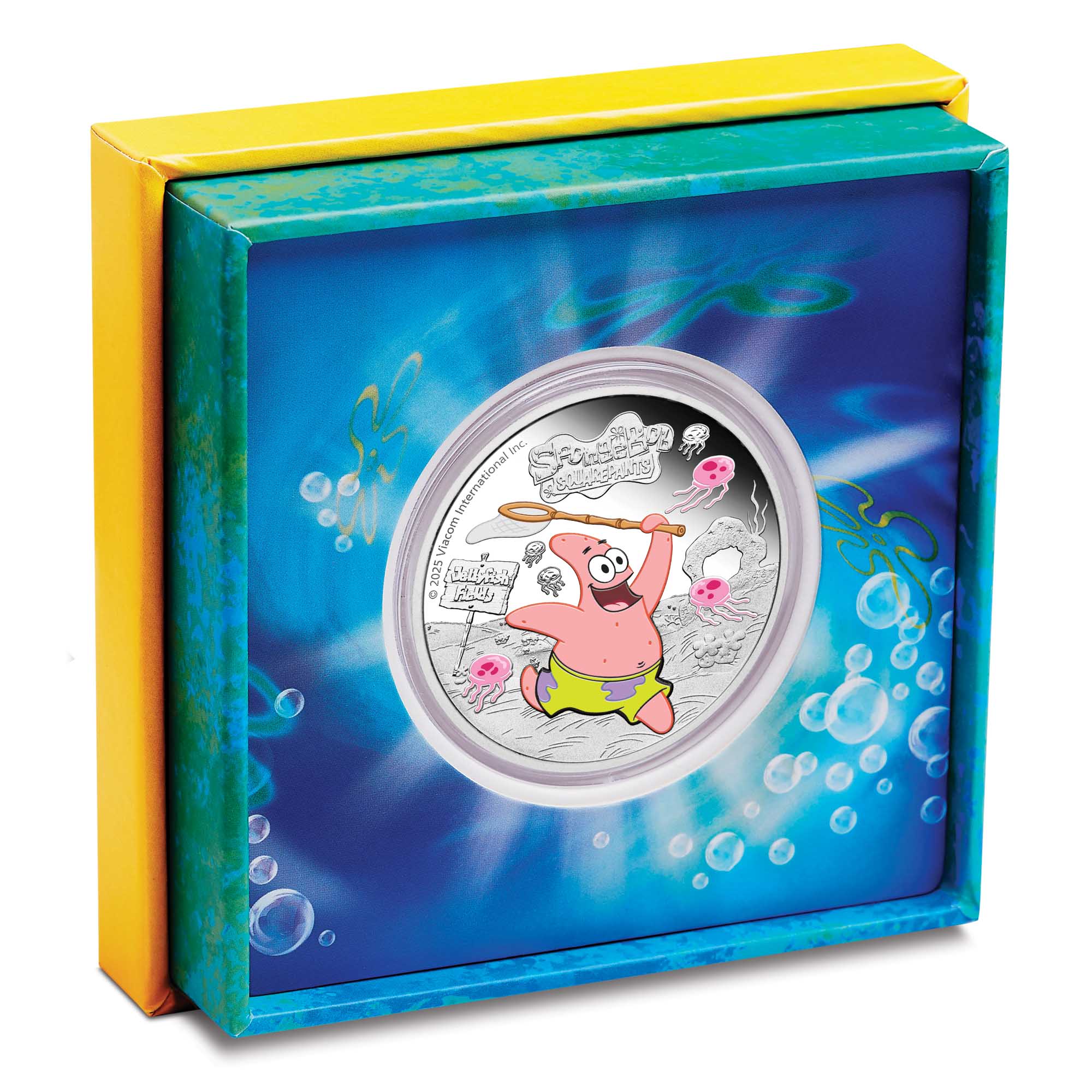04 SpongeBob SquarePants Patrick Star 2025 1oz Silver Proof Coloured Coin In Case HighRes