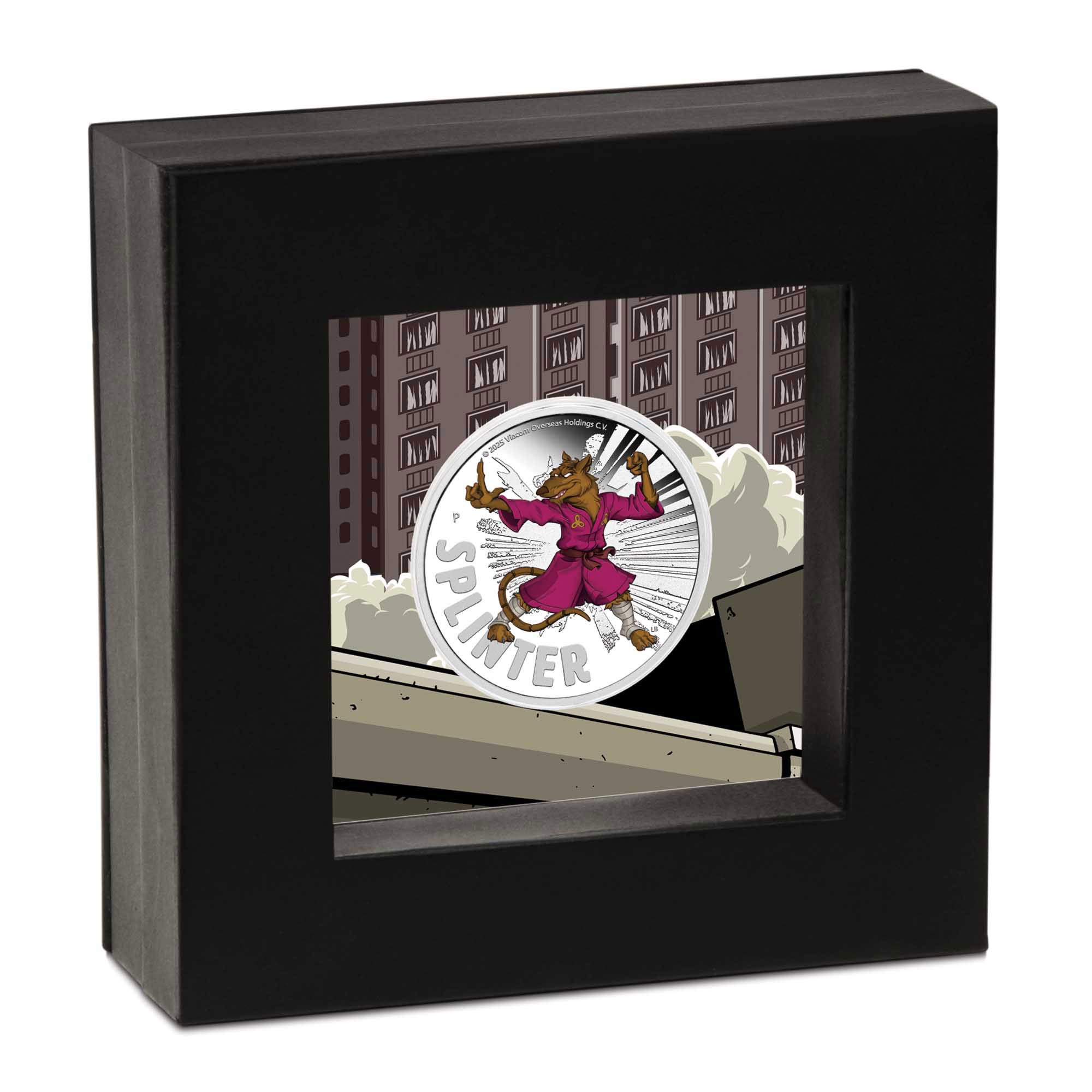04 Teenage Mutant Ninja Turtles  Master Splinter 2025 1oz Silver Proof Coloured Coin in case HighRes