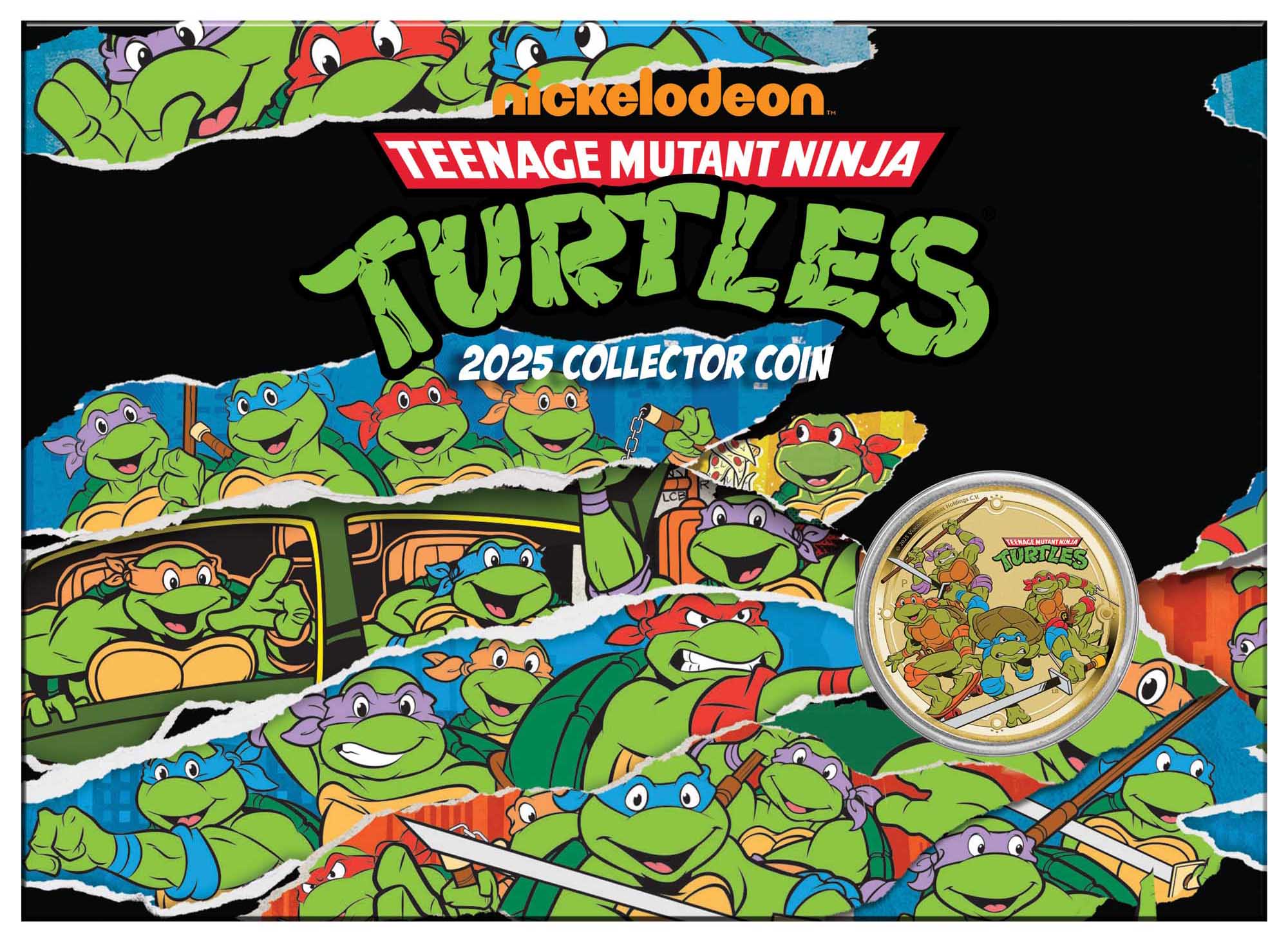 01 2025 TMNT Base Metal Coloured Coin in Card  Reverse In Card Front CROPPED