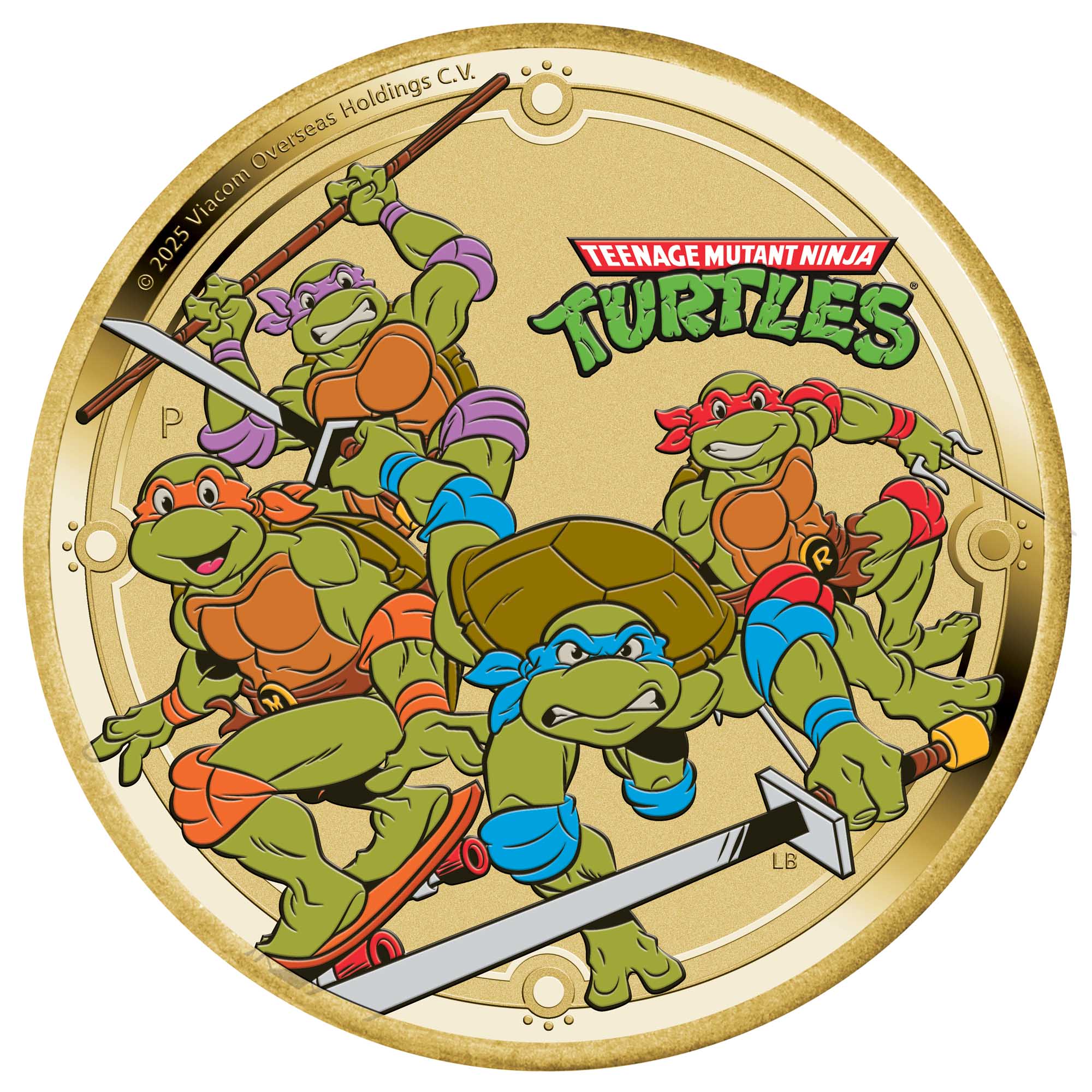 03 2025 TMNT Base Metal Coloured Coin in Card straight on HighRes