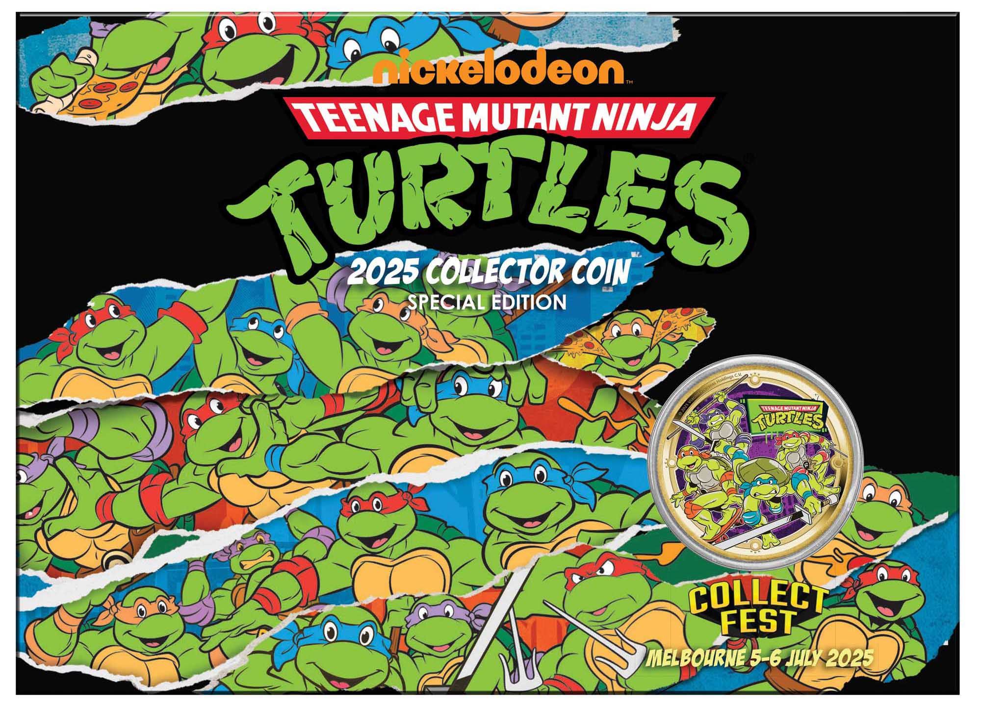 01 2025 TMNT Base Metal Coloured Coin in Card Collect Fest Reverse In Card Front HighRes CROPPED