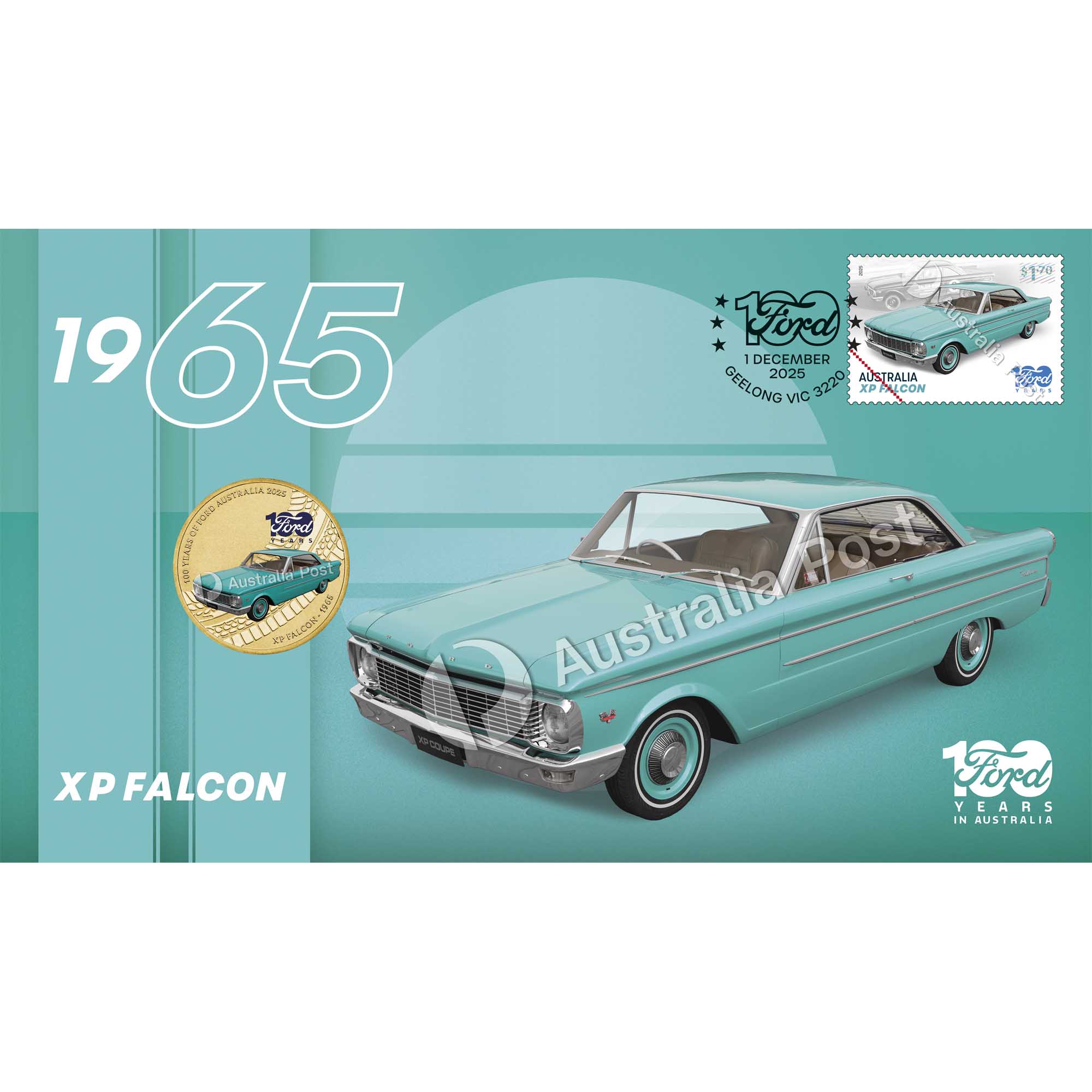 Silver Xp Falcon 100 Years of Ford Australia - XP Falcon 2025 Stamp and Coin Cover