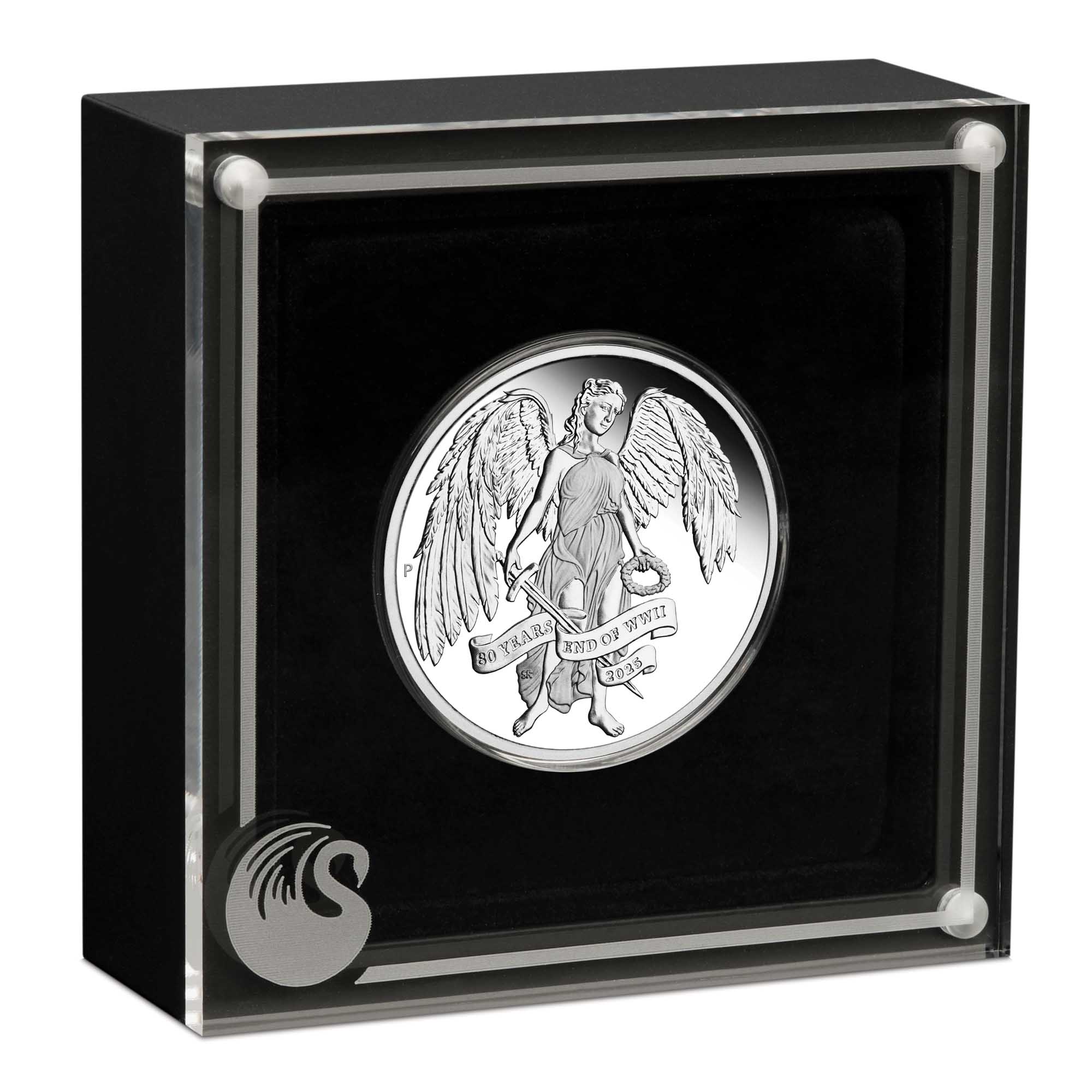 04 80th Anniversary End Of WWII Winged Victory 2025 1oz Silver Proof Coin in case HighRes