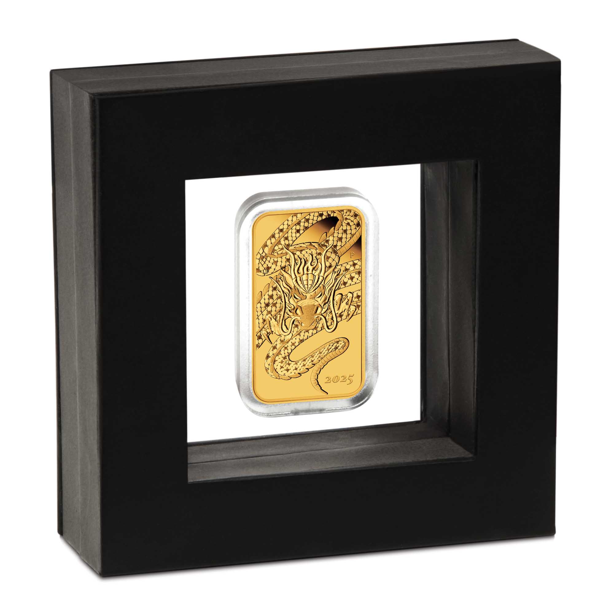 09 2025 Dragon 1oz Gold Proof Rectangular Coin in Case HighRes