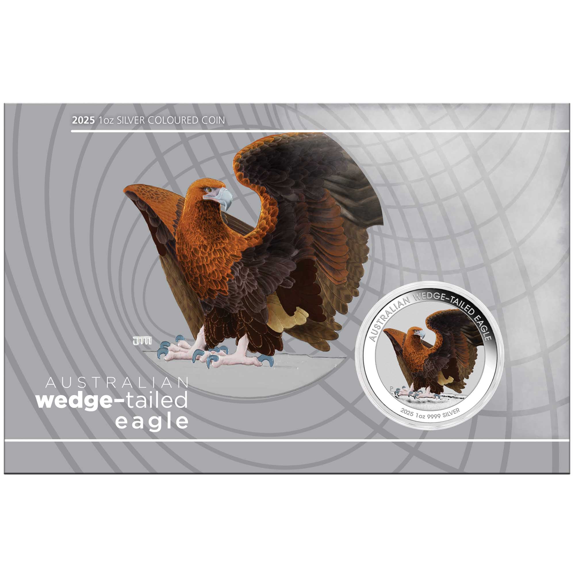 03 2025 Australian Wedge Tailed Eagle 1oz Silver Bullion Coloured Coin InCard Front HighRes