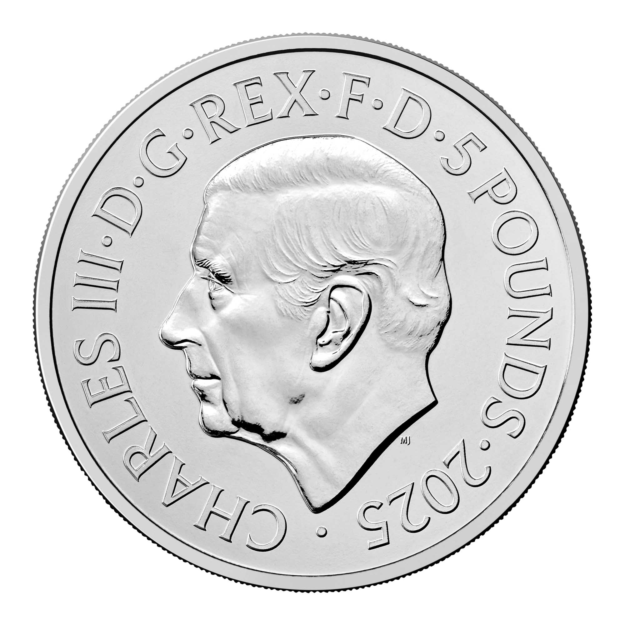 4 25X94AAA The Coat of Arms of HM King Charles III 2025 UK £5 Brilliant Uncirculated Coin ObvStraightOn