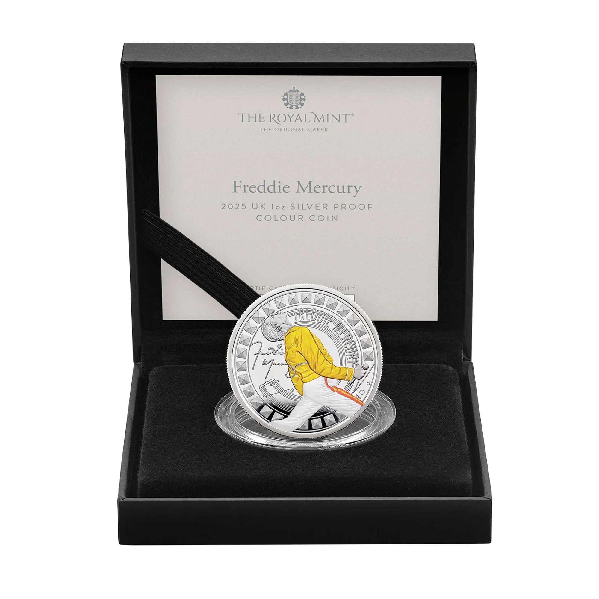 3 25Y98BAA Freddie Mercury 2025 1oz Silver Proof Coloured Coin InCase